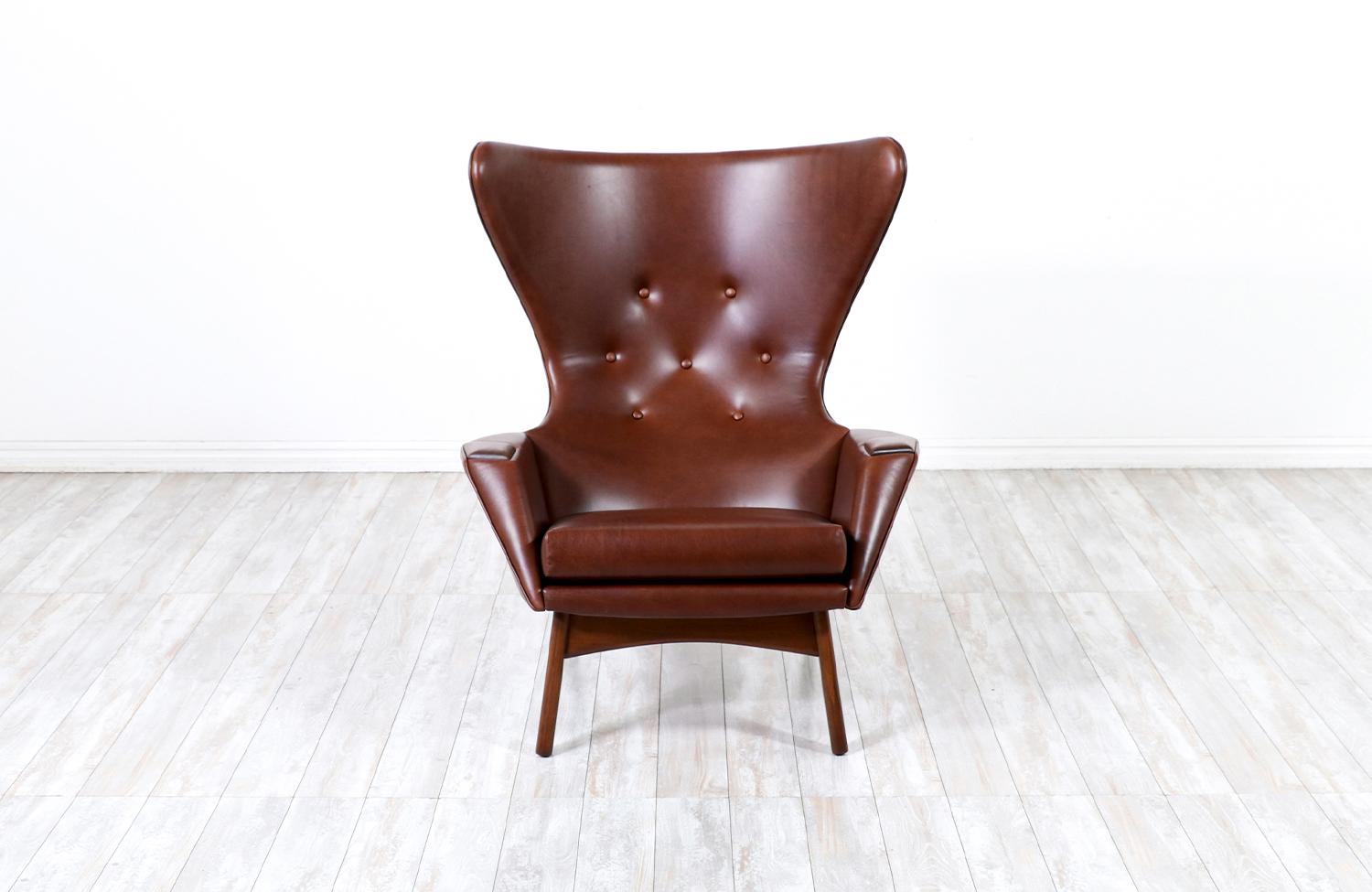 Adrian Pearsall Wingback Cognac Leather Lounge Chair  In Excellent Condition In Los Angeles, CA