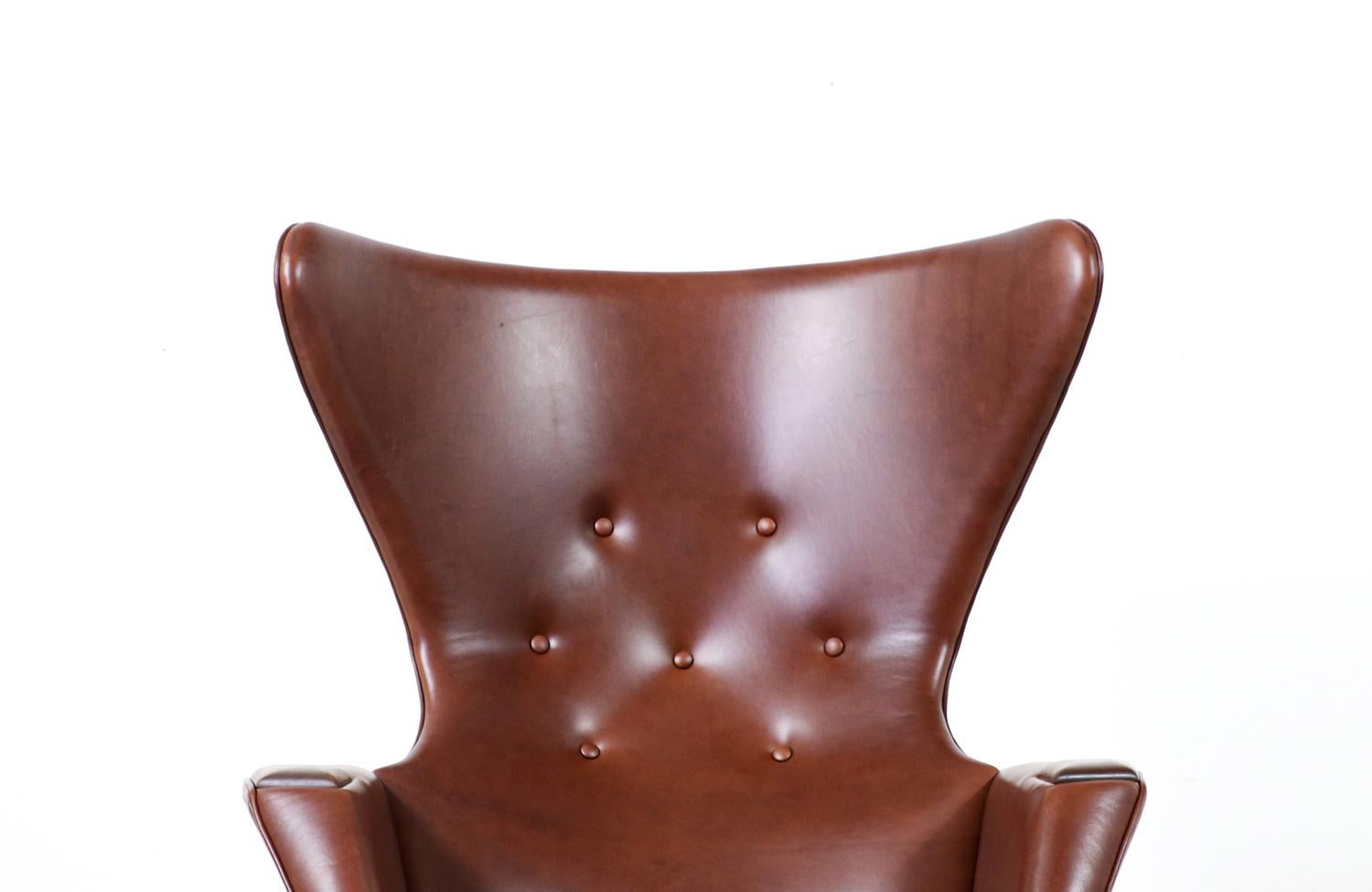 Mid-20th Century Adrian Pearsall Wingback Cognac Leather Lounge Chair 