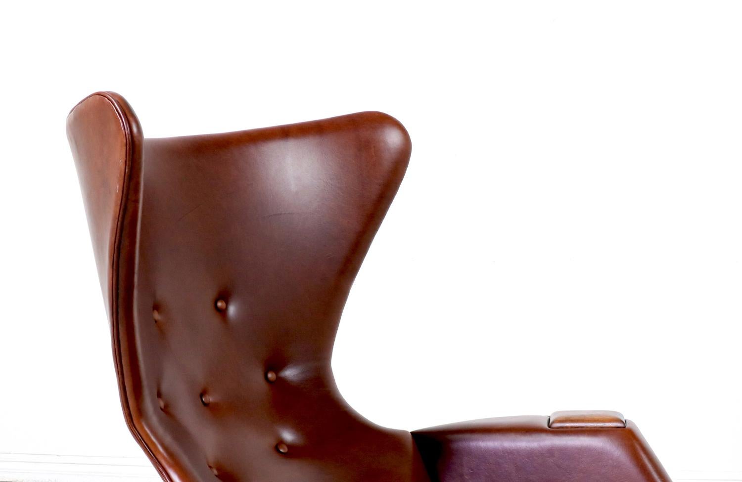 Adrian Pearsall Wingback Cognac Leather Lounge Chair  1