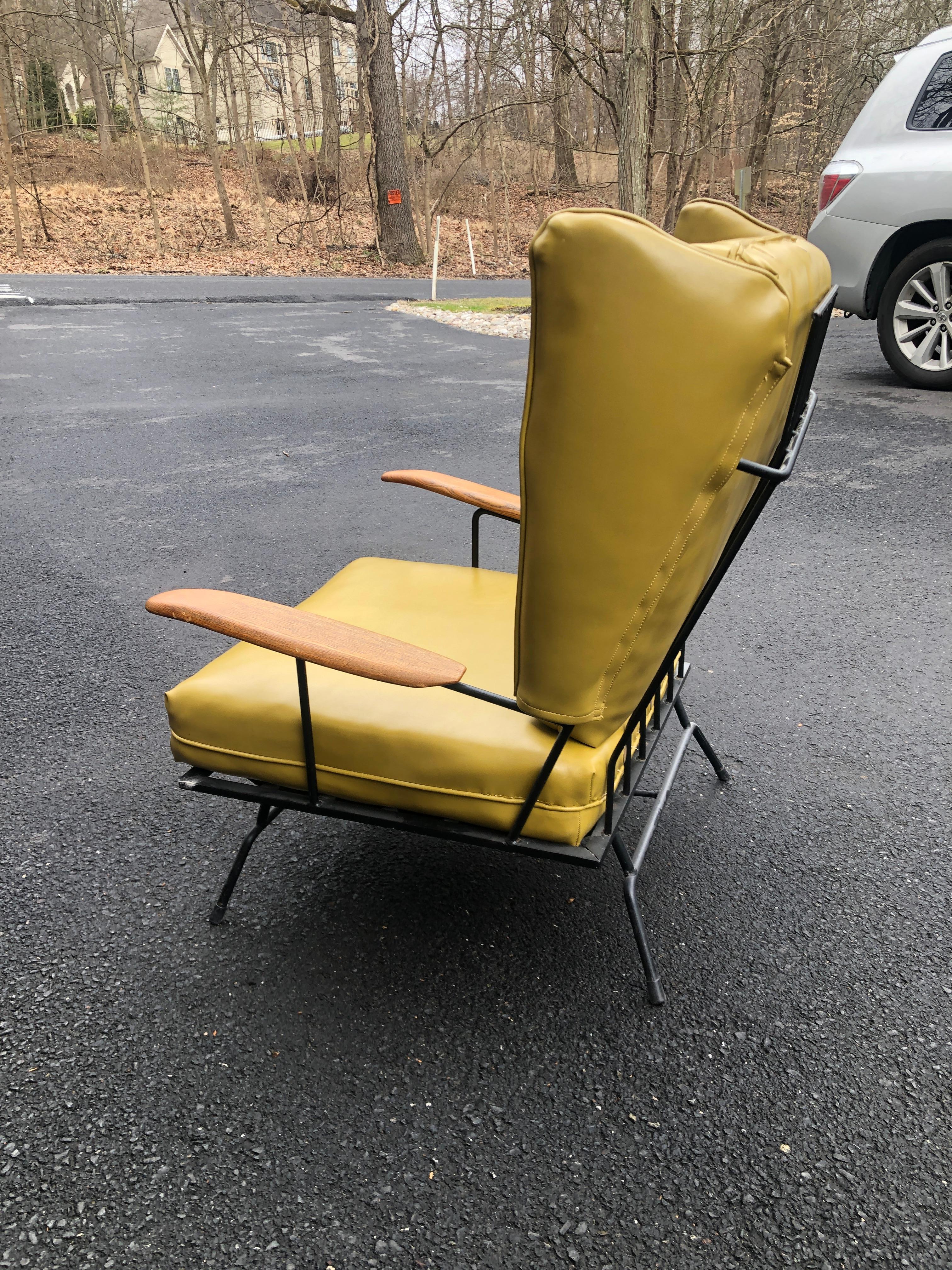 Adrian Pearsall Wing Chair Selrite Iron Frame In Good Condition For Sale In Allentown, PA