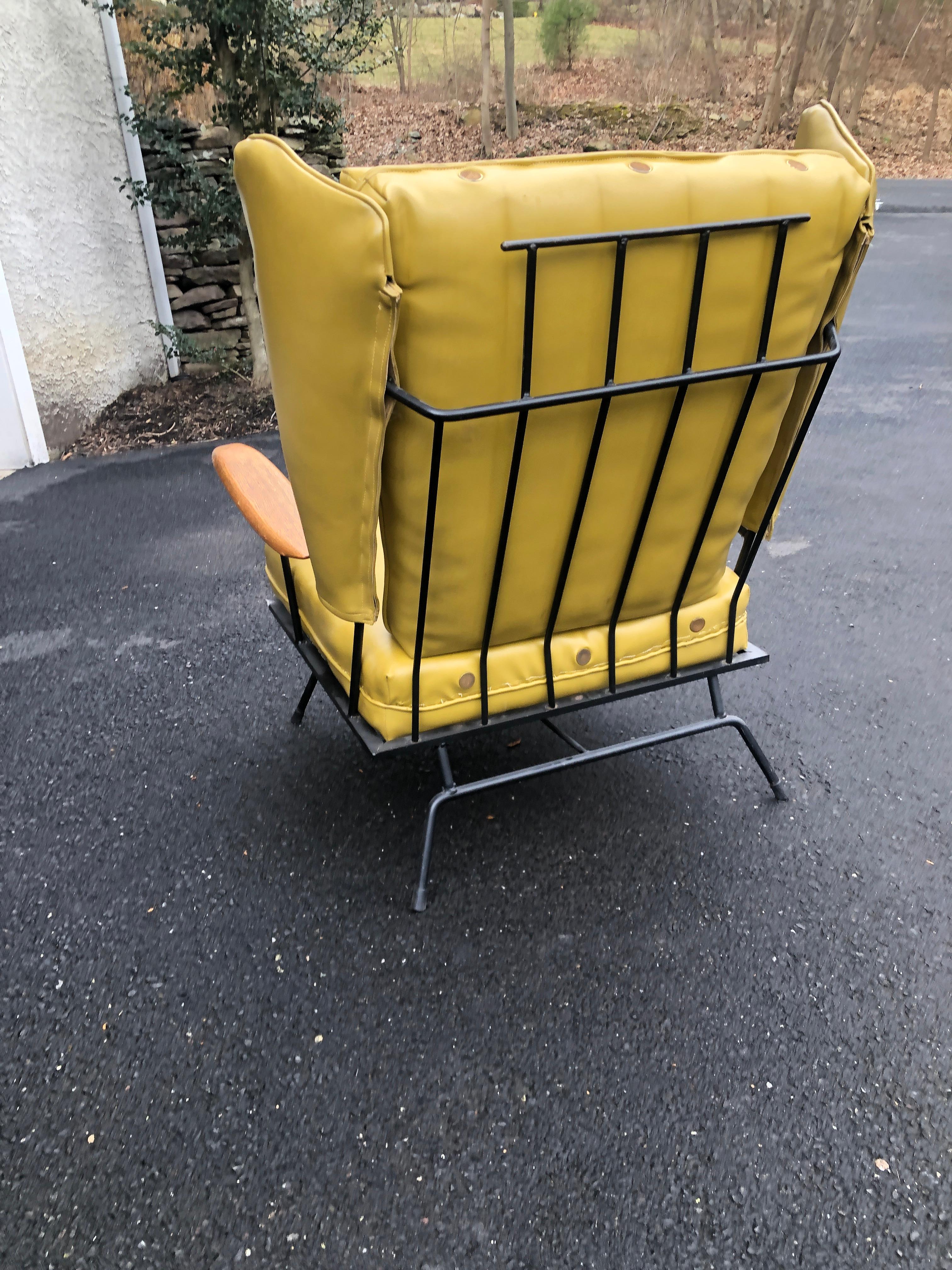 Mid-20th Century Adrian Pearsall Wing Chair Selrite Iron Frame For Sale