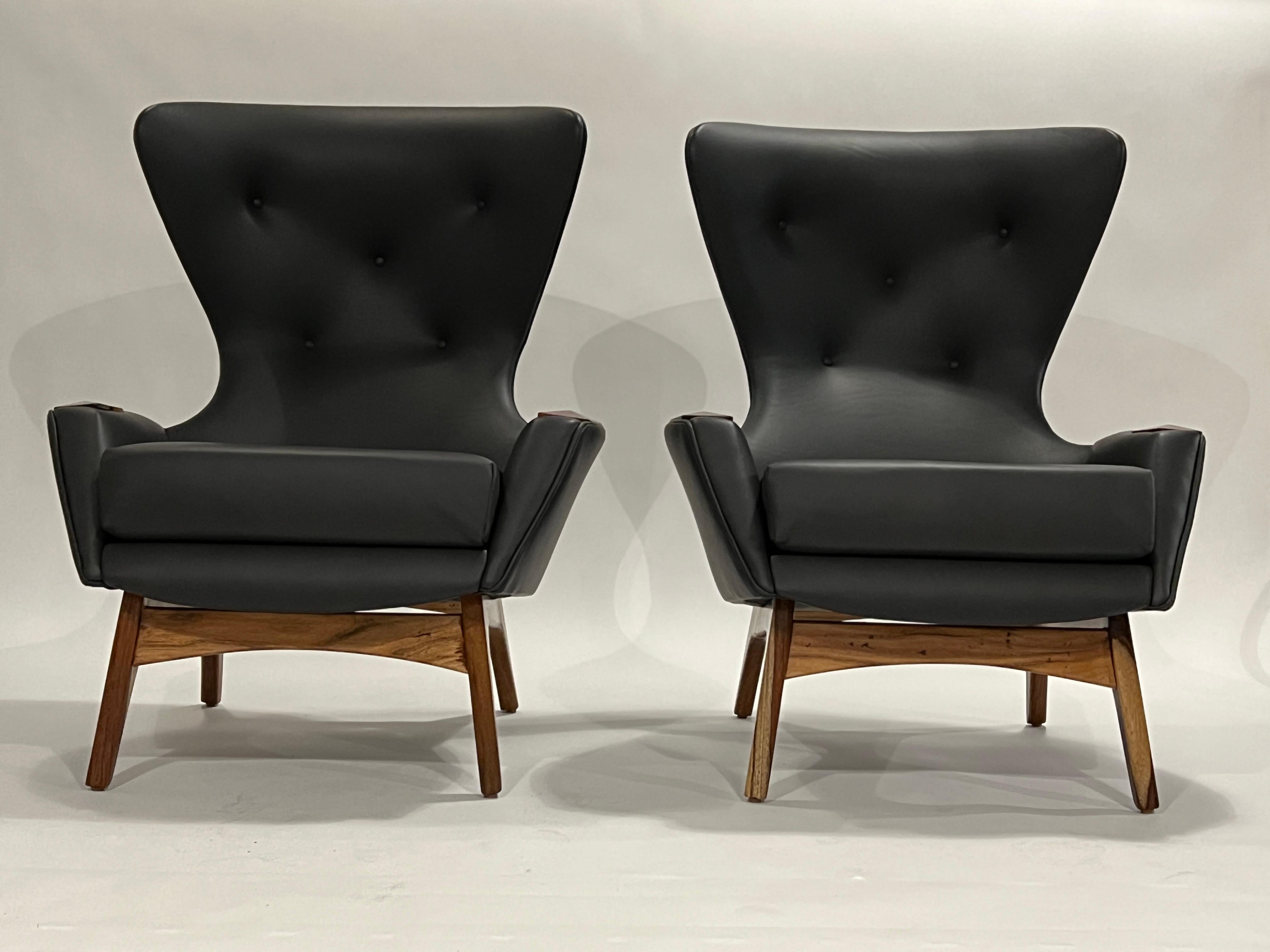 Mid-Century Modern Adrian Pearsall Wing Chairs Model 2231-C, Pair For Sale