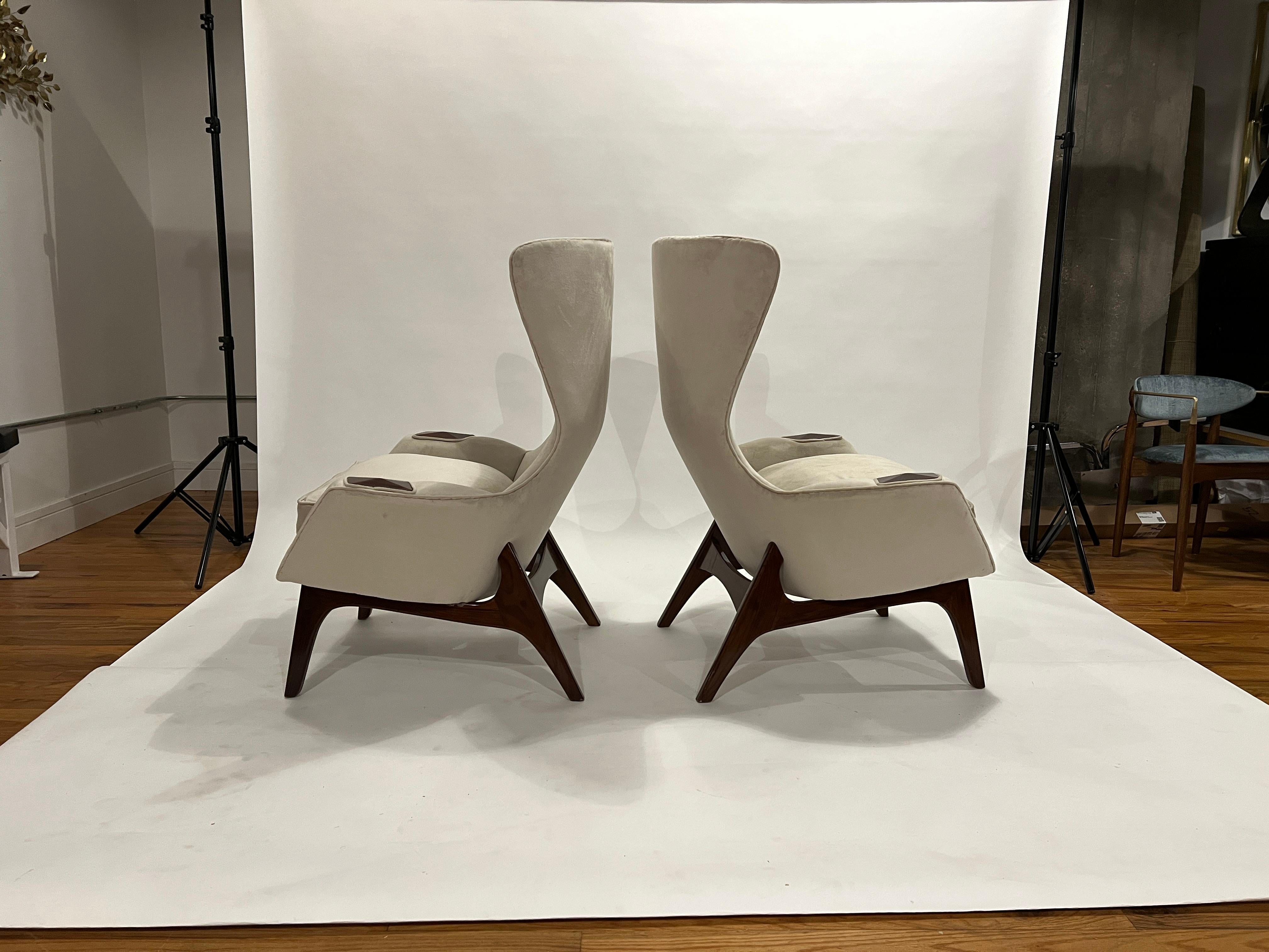 Mid-Century Modern Adrian Pearsall Wing Chairs, Pair For Sale