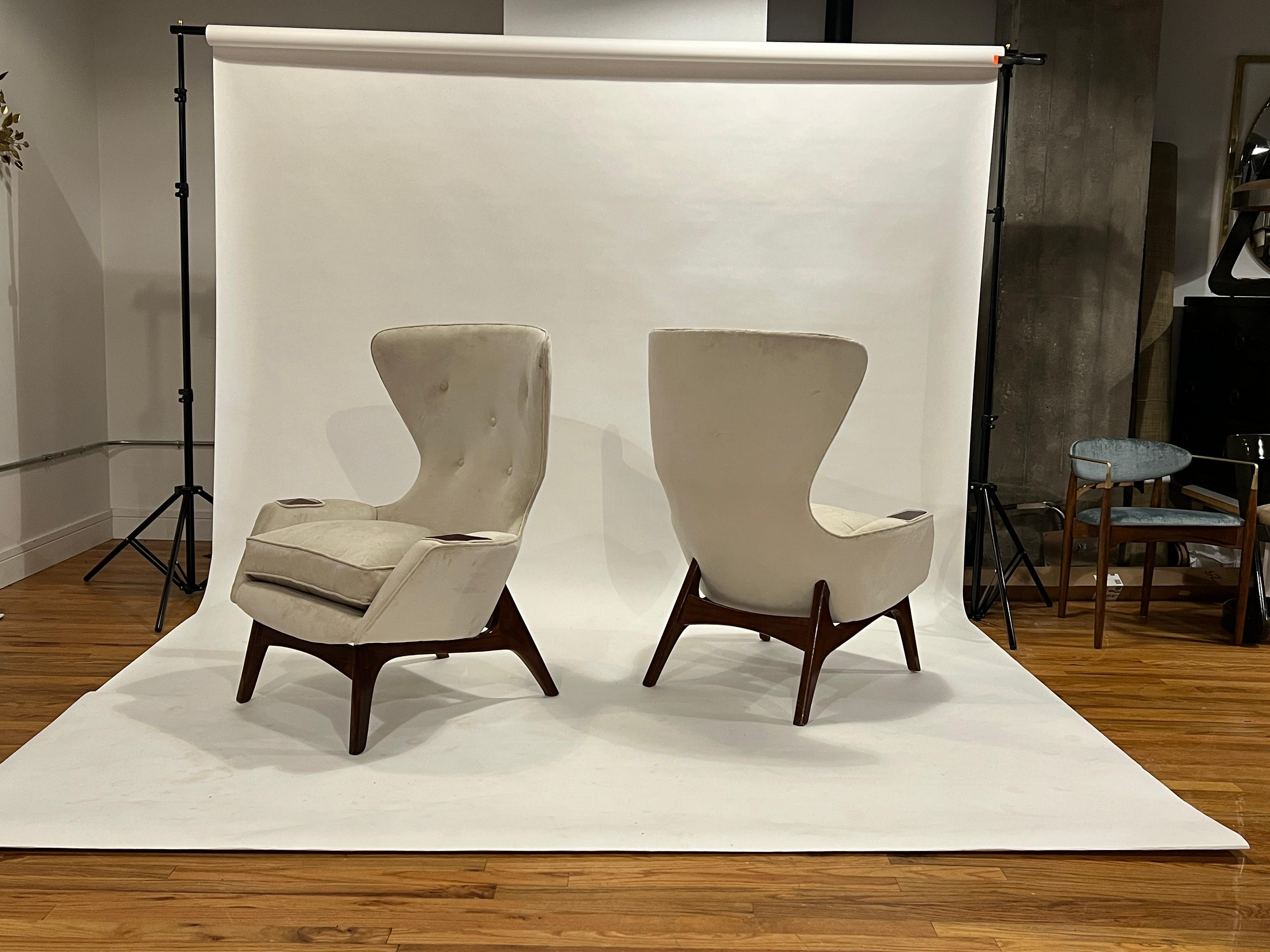 American Adrian Pearsall Wing Chairs, Pair For Sale