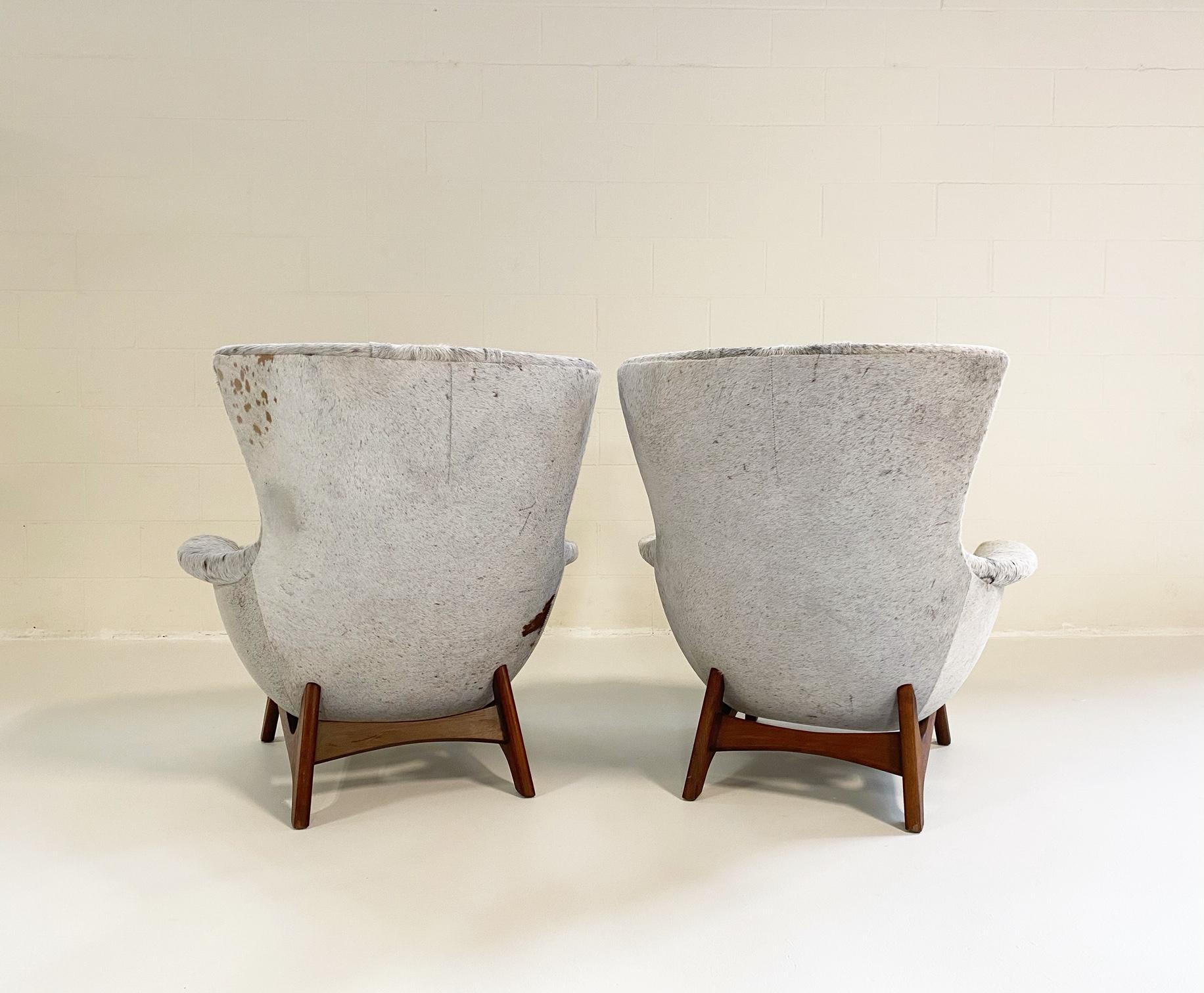 Adrian Pearsall Wingback Chairs Restored in Brazilian Cowhide 1