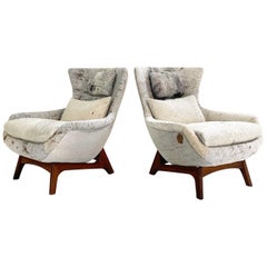 Retro Adrian Pearsall Wingback Chairs Restored in Brazilian Cowhide