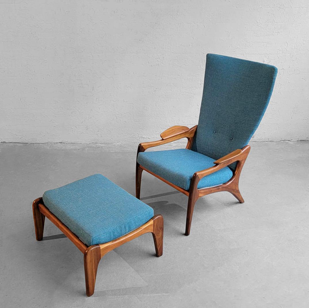 Mid-Century Modern Adrian Pearsall Wingback Lounge Chair and Ottoman