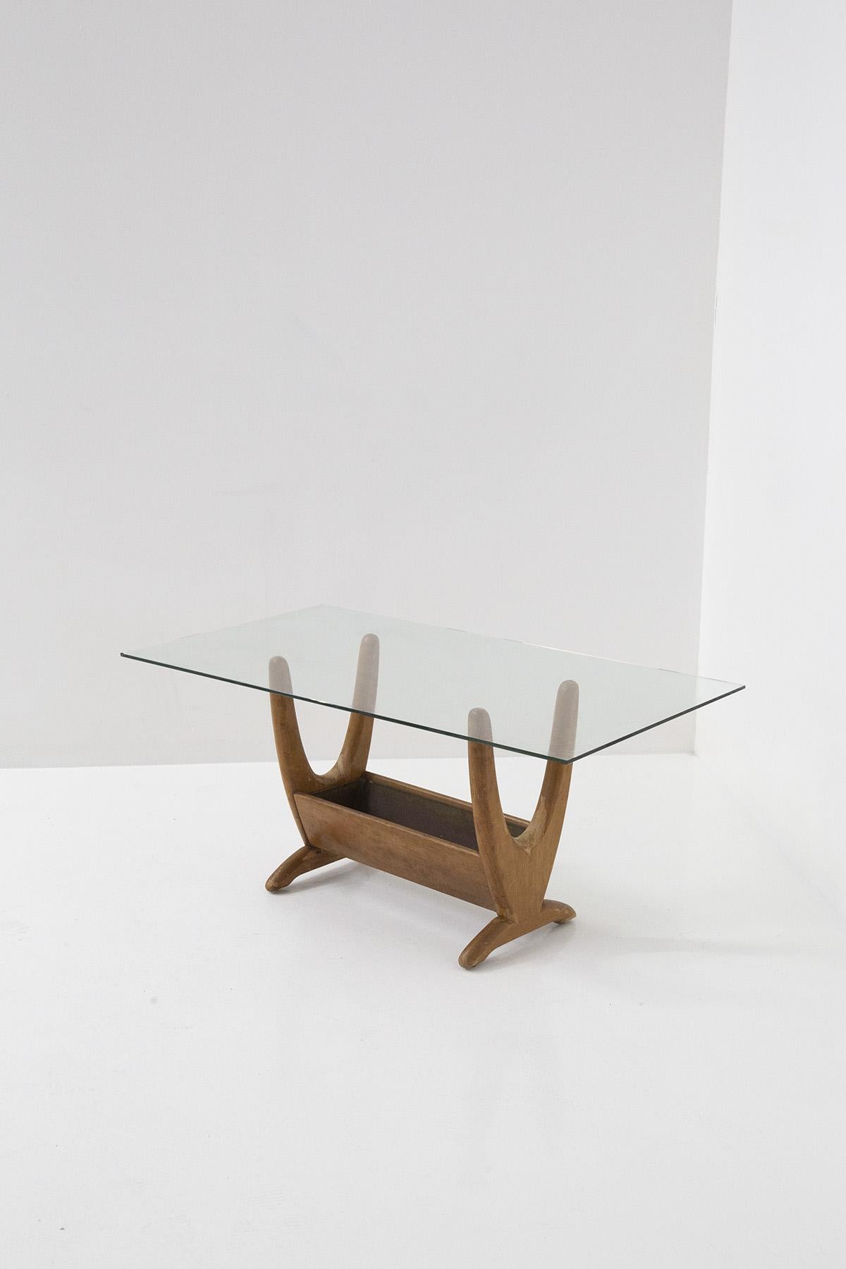 Adrian Pearsall Wood and Glass Coffee Table In Good Condition For Sale In Milano, IT