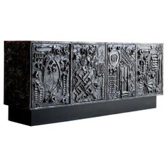 Adrian Persall:: Brutalistisches Sideboard Credenza von Craft Associates USA um 1960