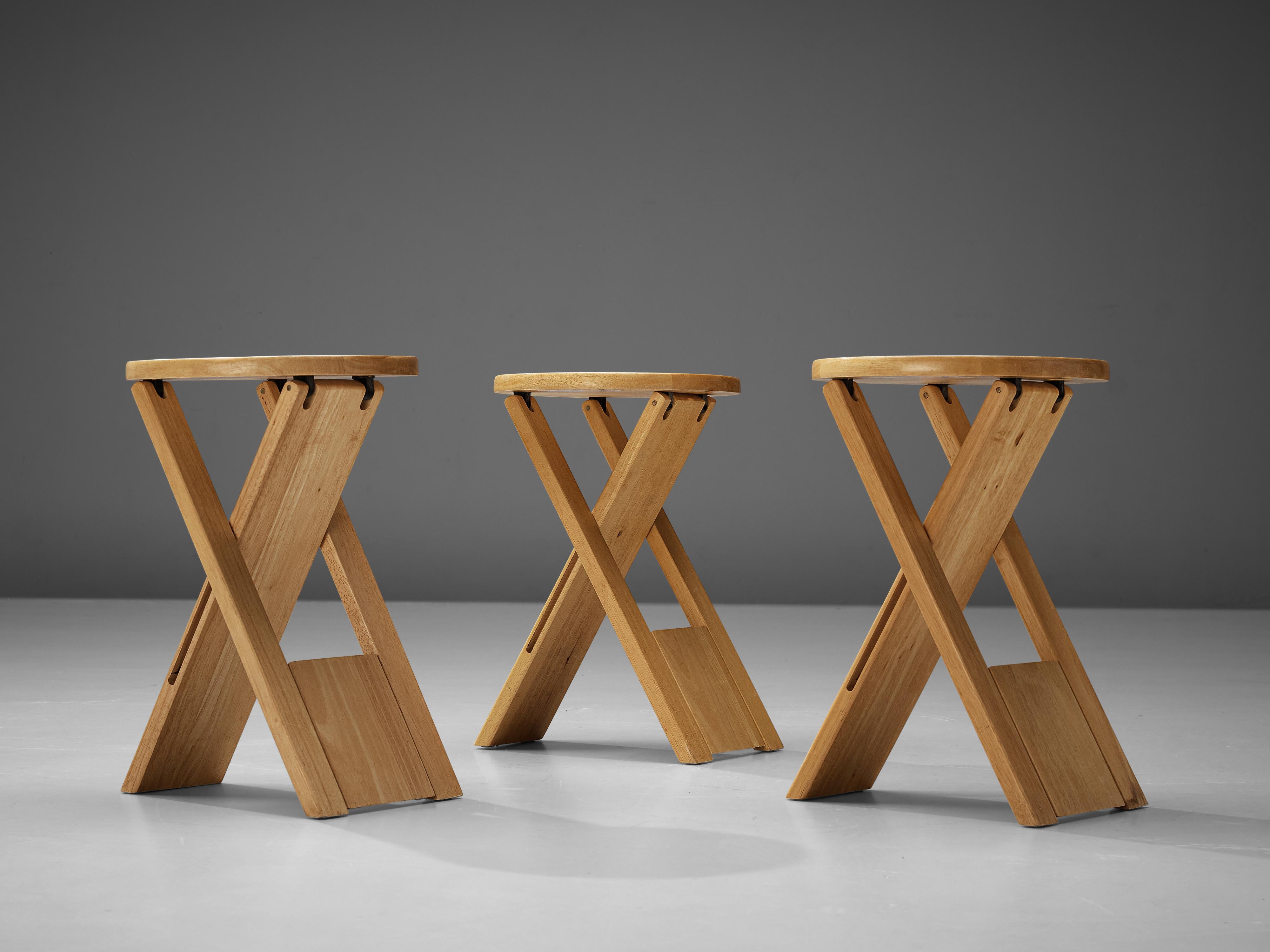 Post-Modern Adrian Reed Foldable ‘Suzy’ Stools or Side Table in Beech