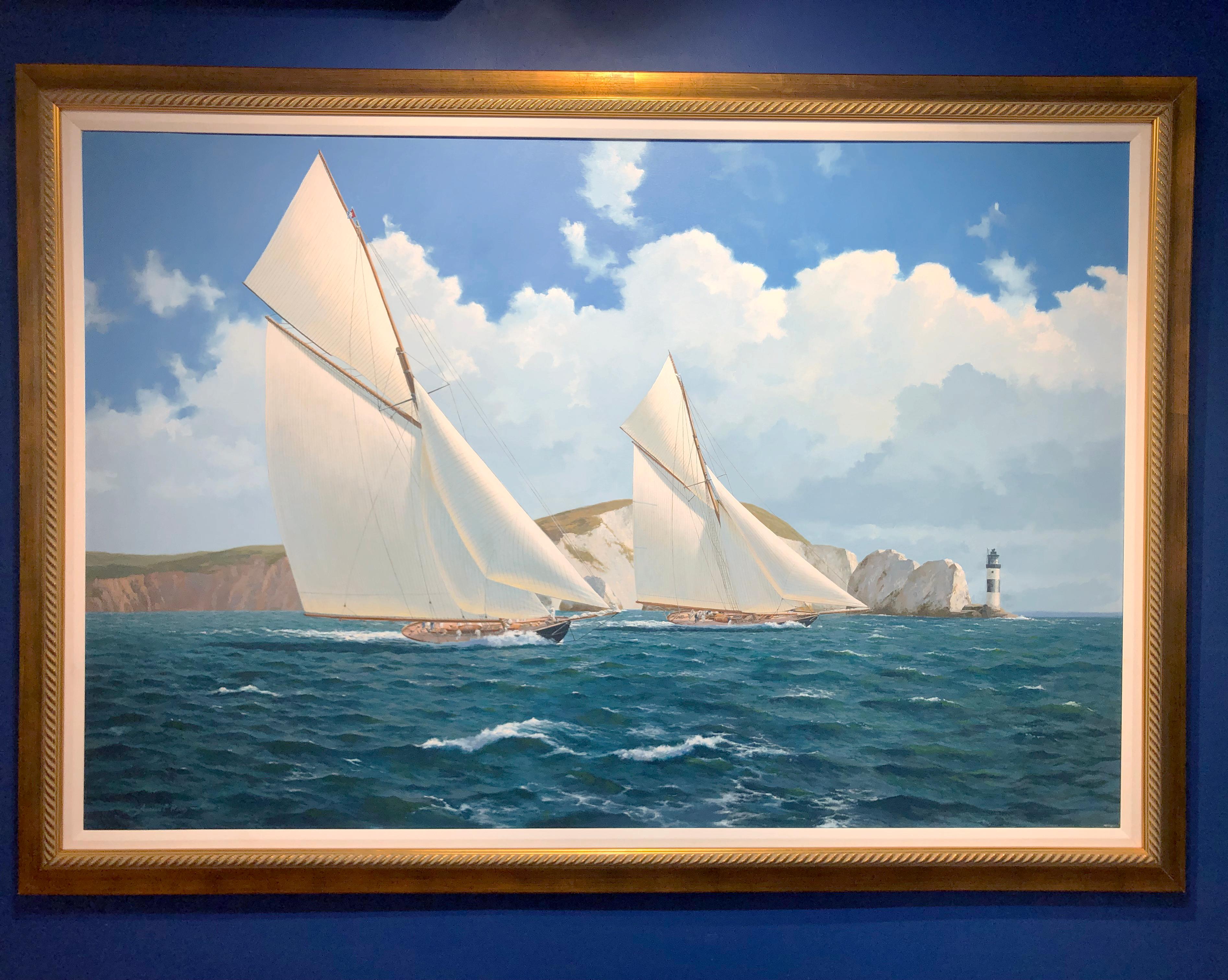 Rigby, „Navajoe and Britannia Brent Reef Challenge Cup“, 40x60 Boot, Ölgemälde (Realismus), Painting, von Adrian Rigby