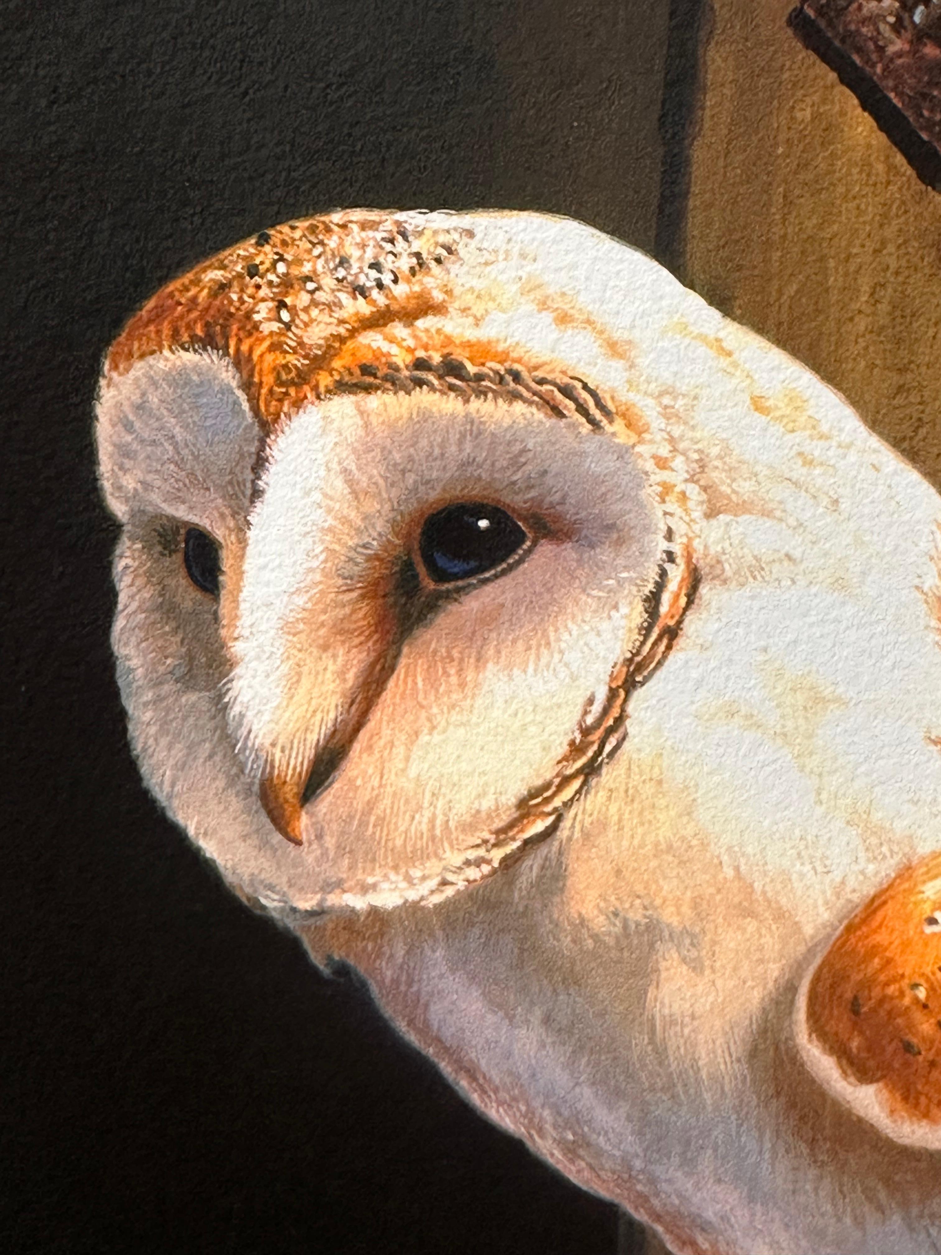 Chouette Effraie des clochers Belle qualité Artiste de la faune et de la flore britanniques Tirage à édition limitée signé - École anglaise Print par Adrian Rigby