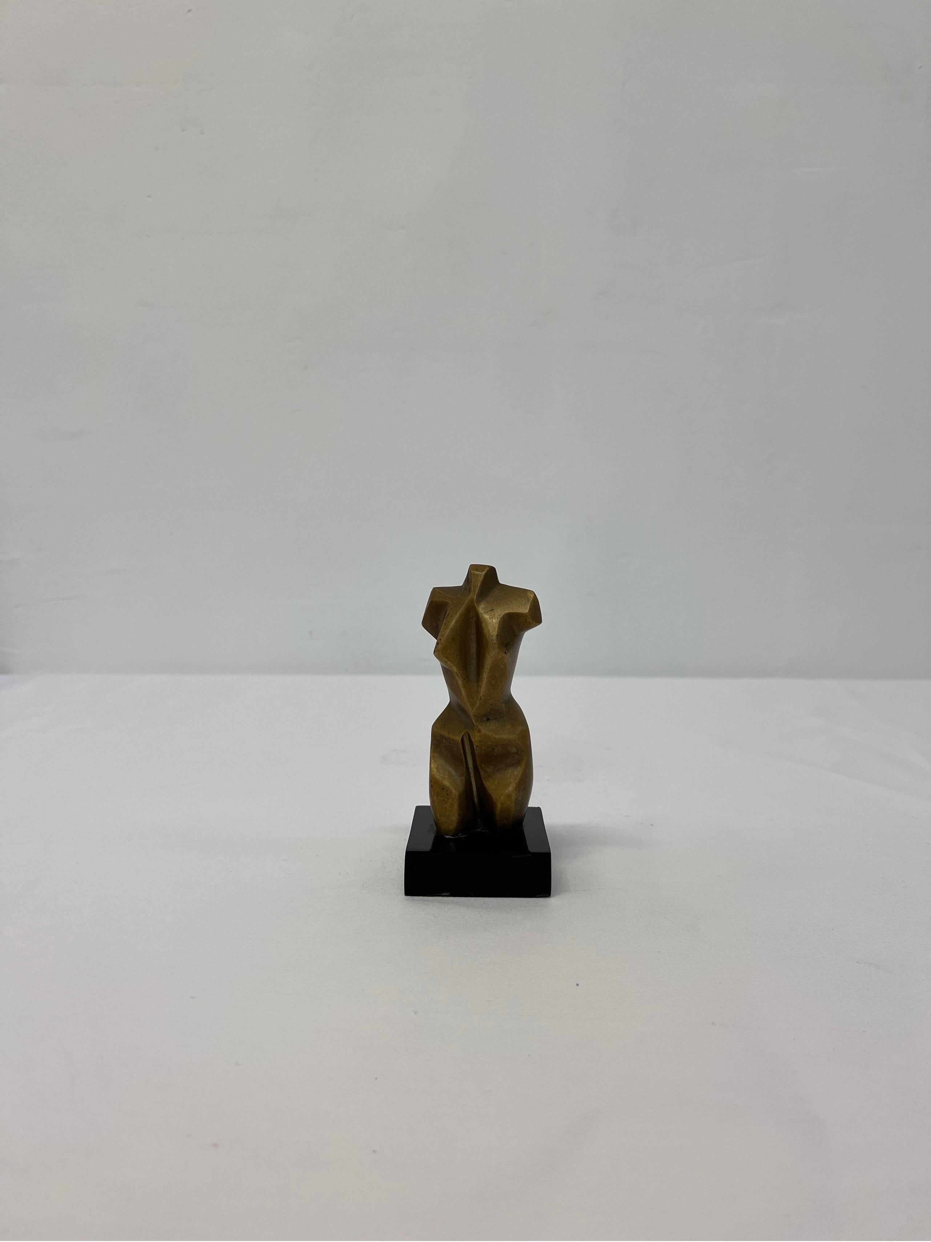 Adriana Banfi Brazilian Postmodern Geometric Bronze Female Torso Sculpture 5