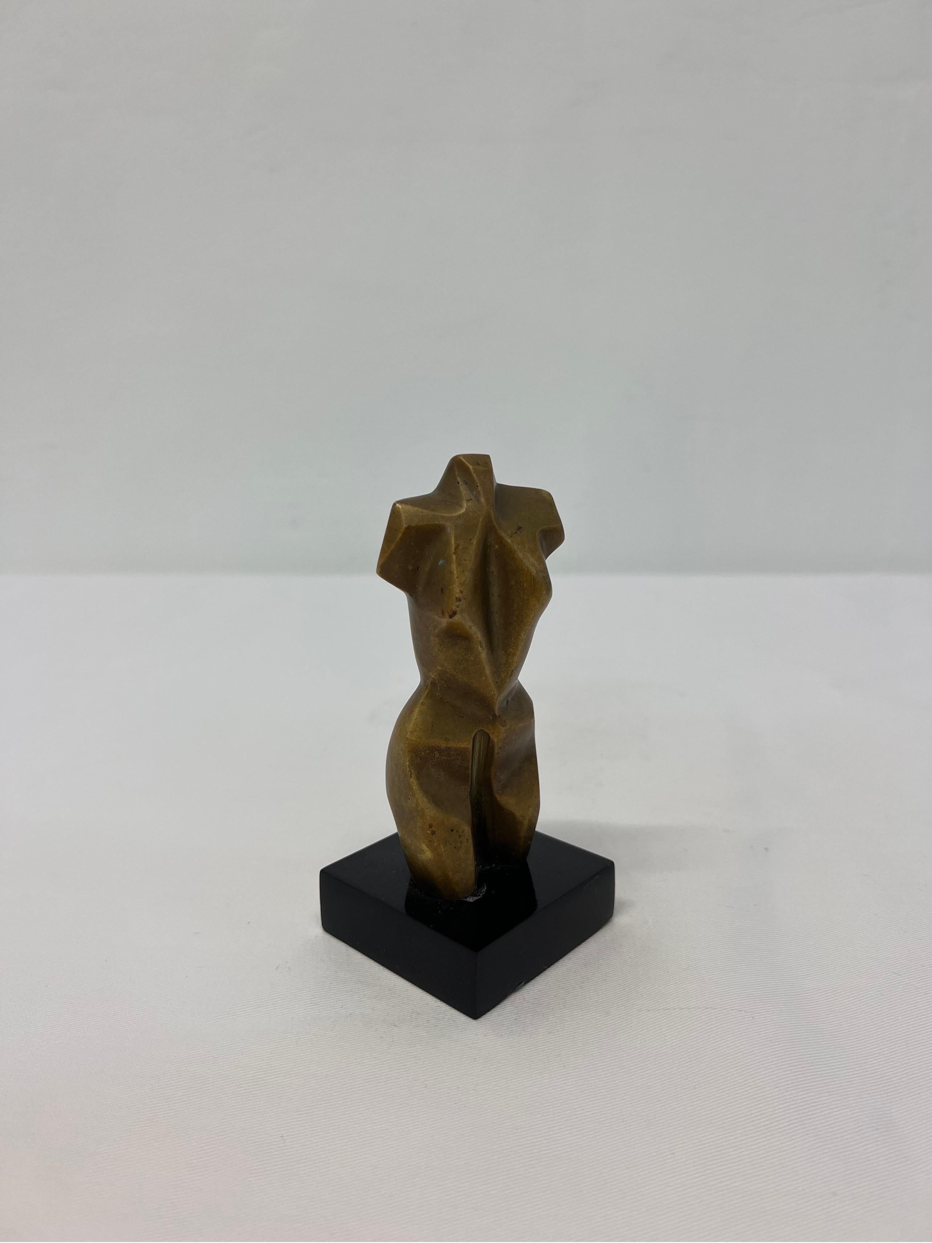Post-Modern Adriana Banfi Brazilian Postmodern Geometric Bronze Female Torso Sculpture