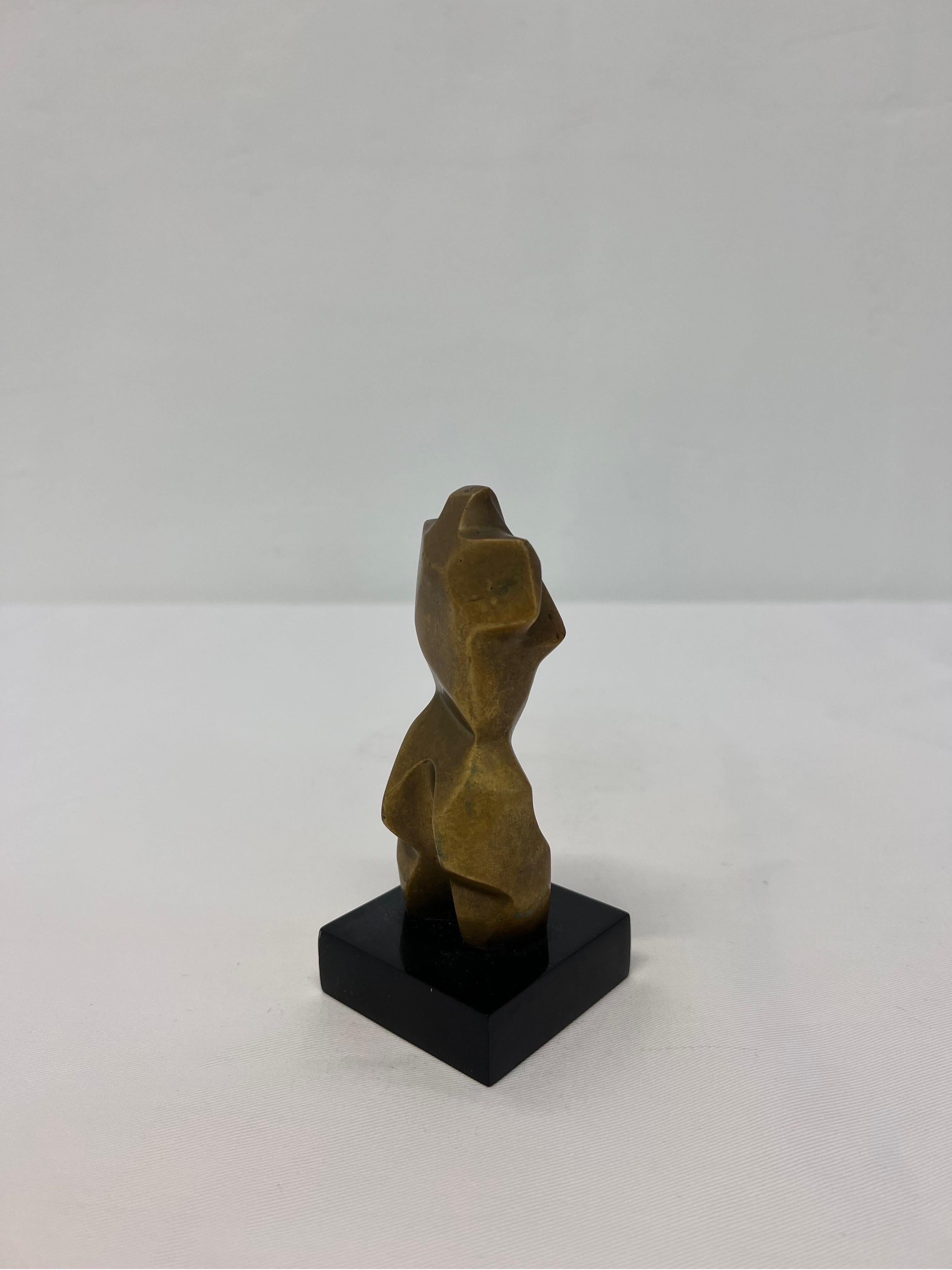 Adriana Banfi Brazilian Postmodern Geometric Bronze Female Torso Sculpture In Good Condition In Miami, FL