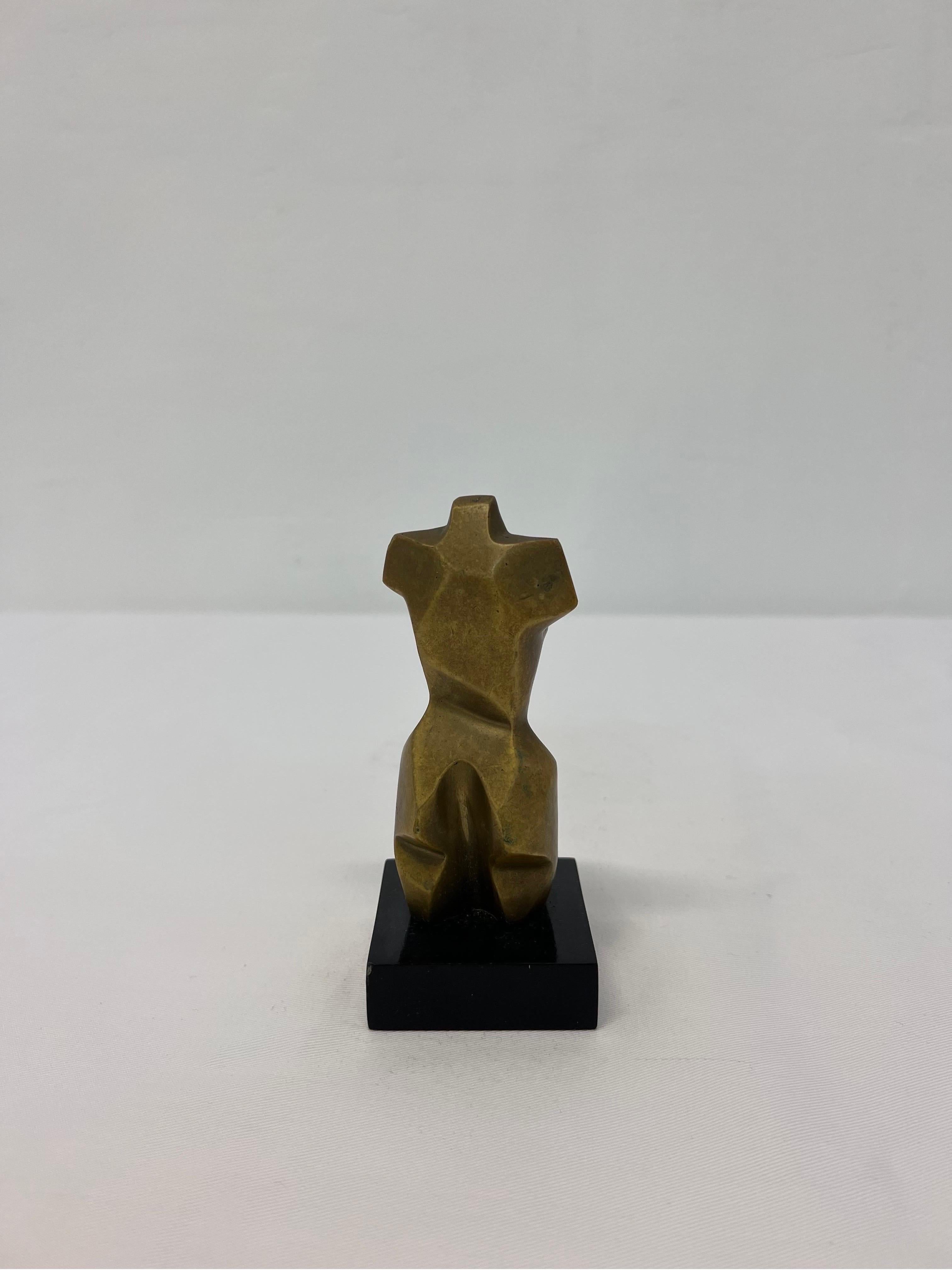 20th Century Adriana Banfi Brazilian Postmodern Geometric Bronze Female Torso Sculpture