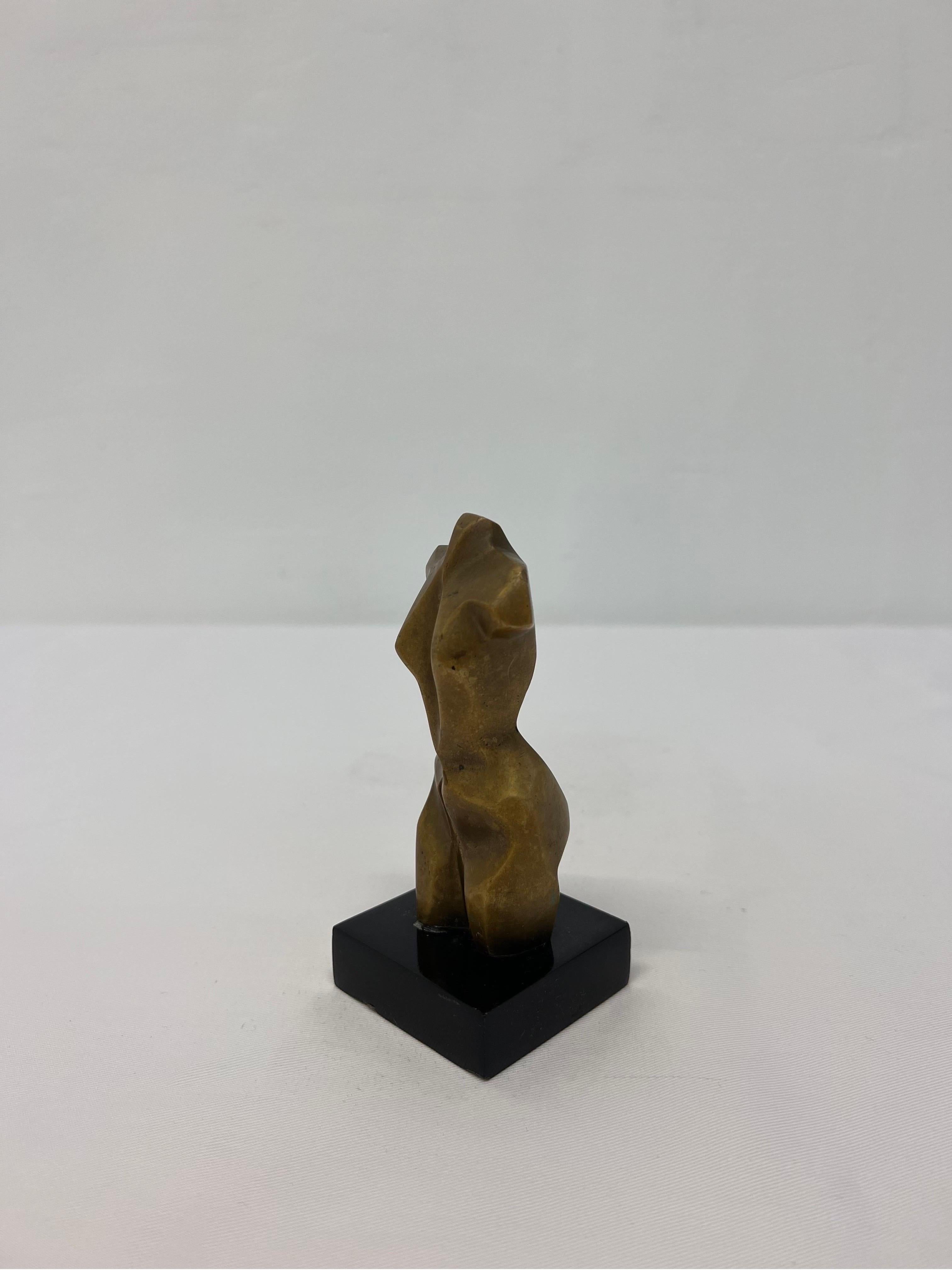 Adriana Banfi Brazilian Postmodern Geometric Bronze Female Torso Sculpture 1