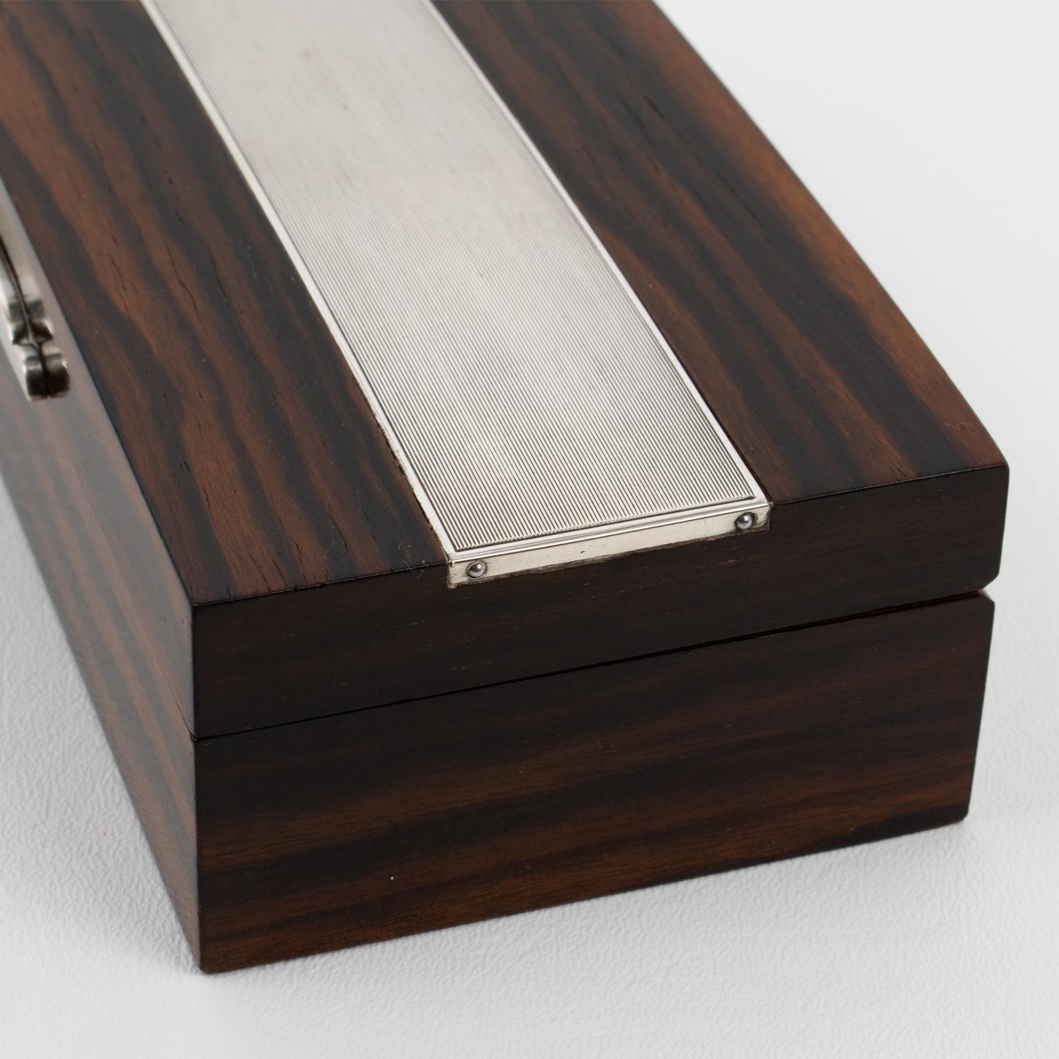 Scatola Adriana Binazzi in argento e legno di Macassar, anni '30 in vendita 4