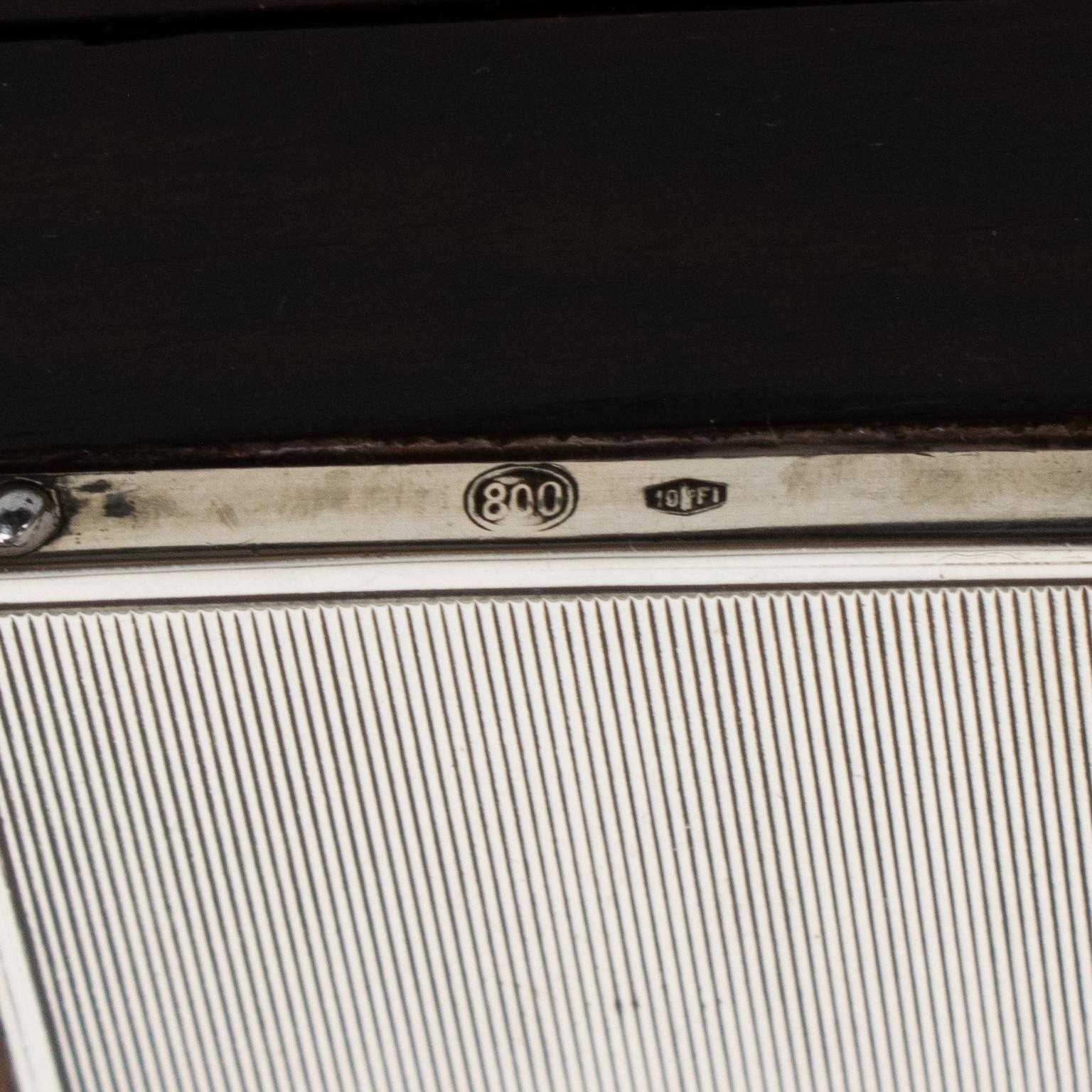 Scatola Adriana Binazzi in argento e legno di Macassar, anni '30 in vendita 5