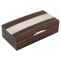 Vintage Adriana Binazzi Sterling Silver and Macassar Wood Box, 1930s