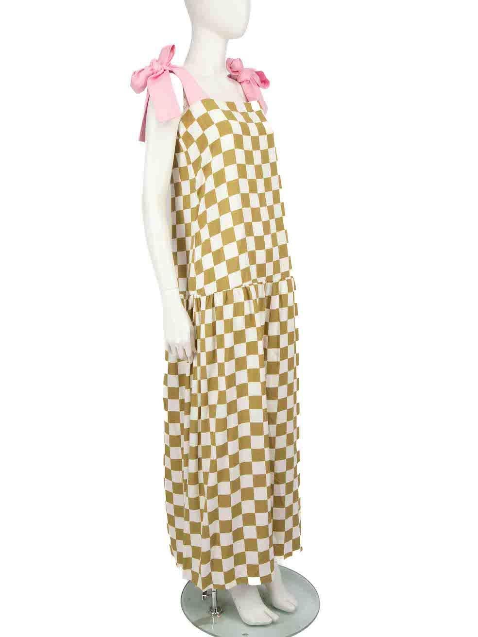 CONDITION is Never worn, with tags. No visible wear to dress is evident on this new Adriana Degreas designer resale item.
 
 
 
 Details
 
 
 Multicolour- green, white, pink
 
 Modal
 
 Dress
 
 Checkered pattern
 
 Maxi
 
 Sleeveless
 
 Tied
