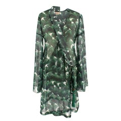 Adriana Degreas Ginkgo-Print Silk-Chiffon Wrap Kaftan