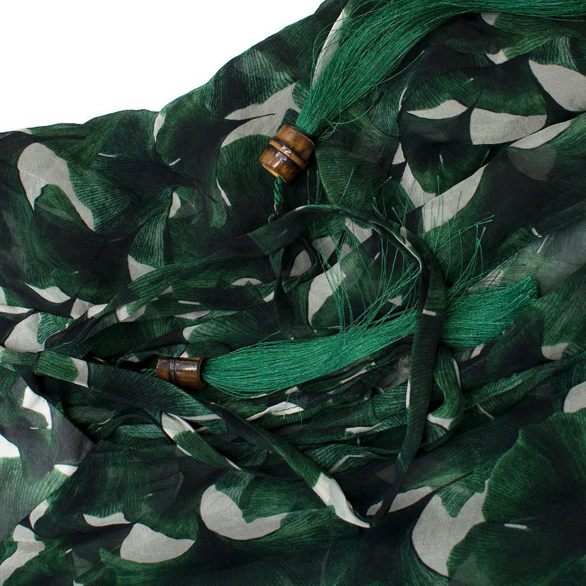 Adriana Degreas Ginkgo-Print Silk-Chiffon Wrap Kaftan  3