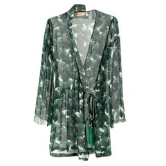 Adriana Degreas Ginkgo-Print Silk-Chiffon Wrap Kaftan