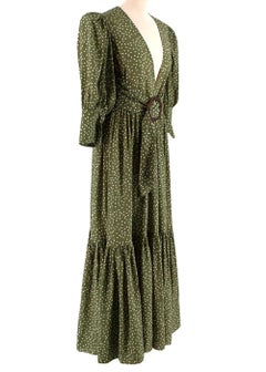 Adriana Degreas Green Polka Dot Silk Mille Punti Maxi Dress - Us size 6