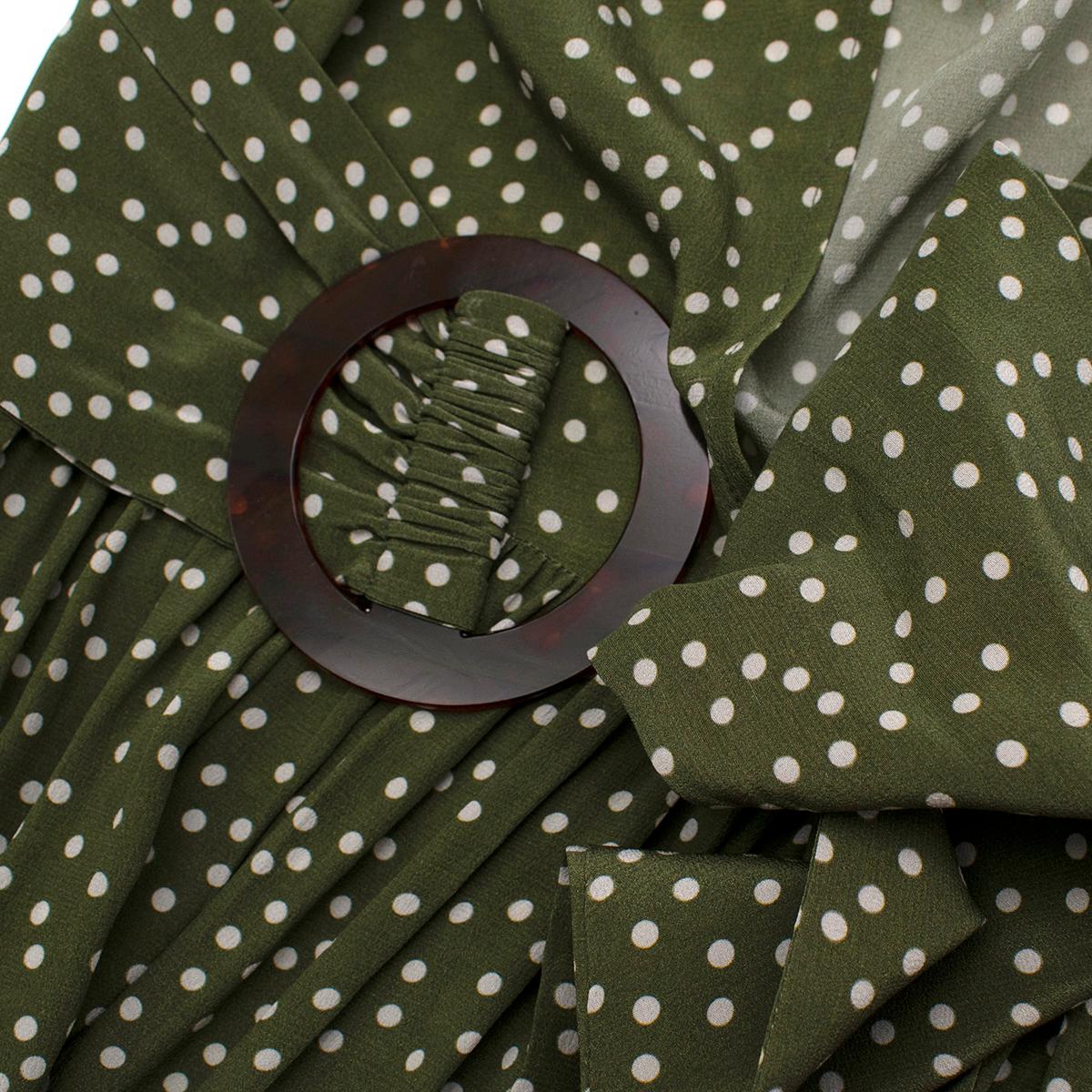 Black Adriana Degreas Green Polka Dot Silk Mille Punti Maxi Dress - Us size 6 