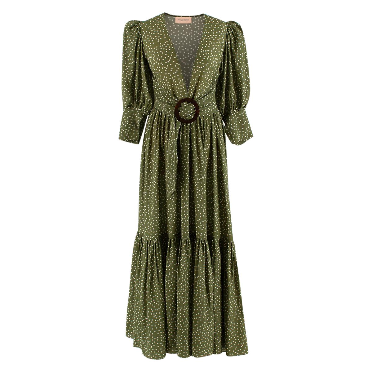 Adriana Degreas Green Polka Dot Silk Mille Punti Maxi Dress - Us size 6 