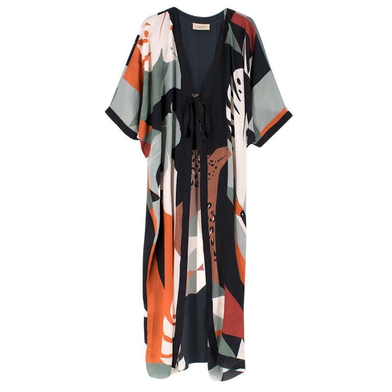 Adriana Degreas Multi-Print Silk Beach Tie Front Cover-up One Size For ...