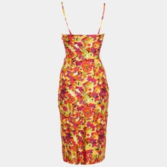 Adriana Degreas Multicolor Fruits Print Jersey Cut-Out Short Dress L