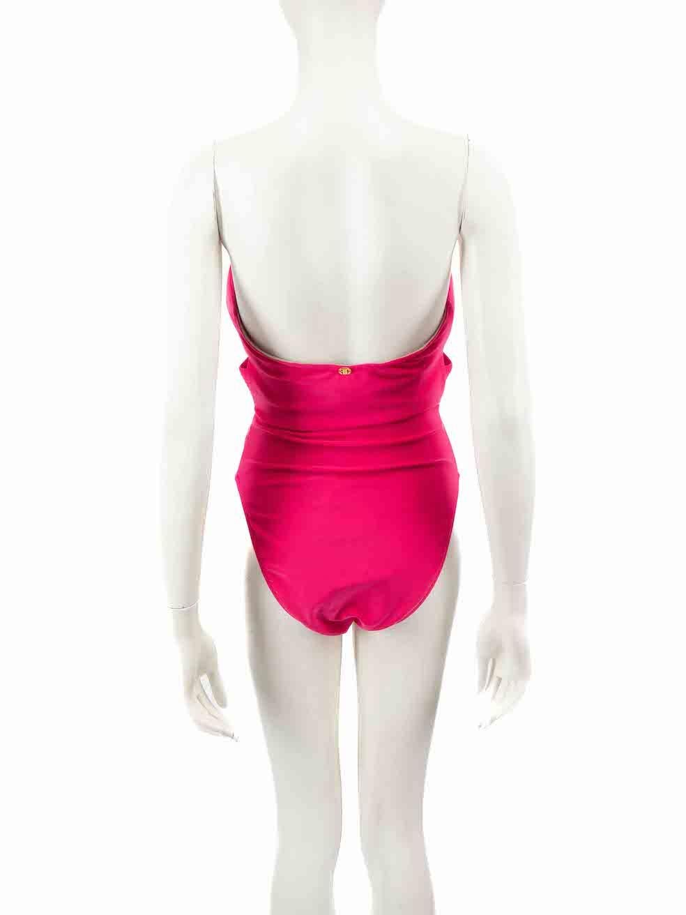 Adriana Degreas Pink Matelassé Strapless Swimsuit Size L In New Condition For Sale In London, GB