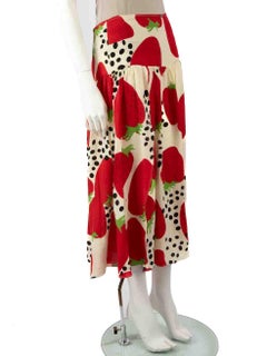 Adriana Degreas Strawberry Print Knee Length Skirt Size M