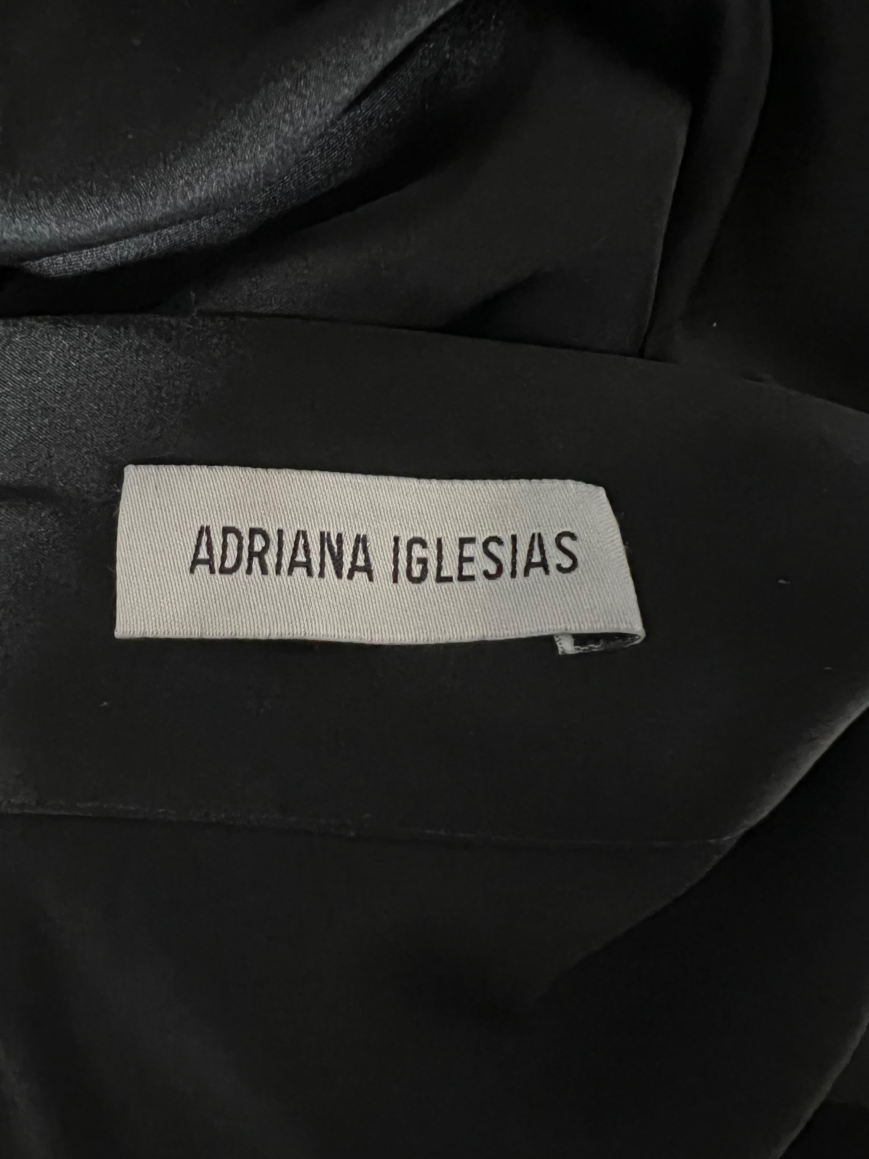 Adriana Iglesias Black Satin Trousers Pants For Sale 4