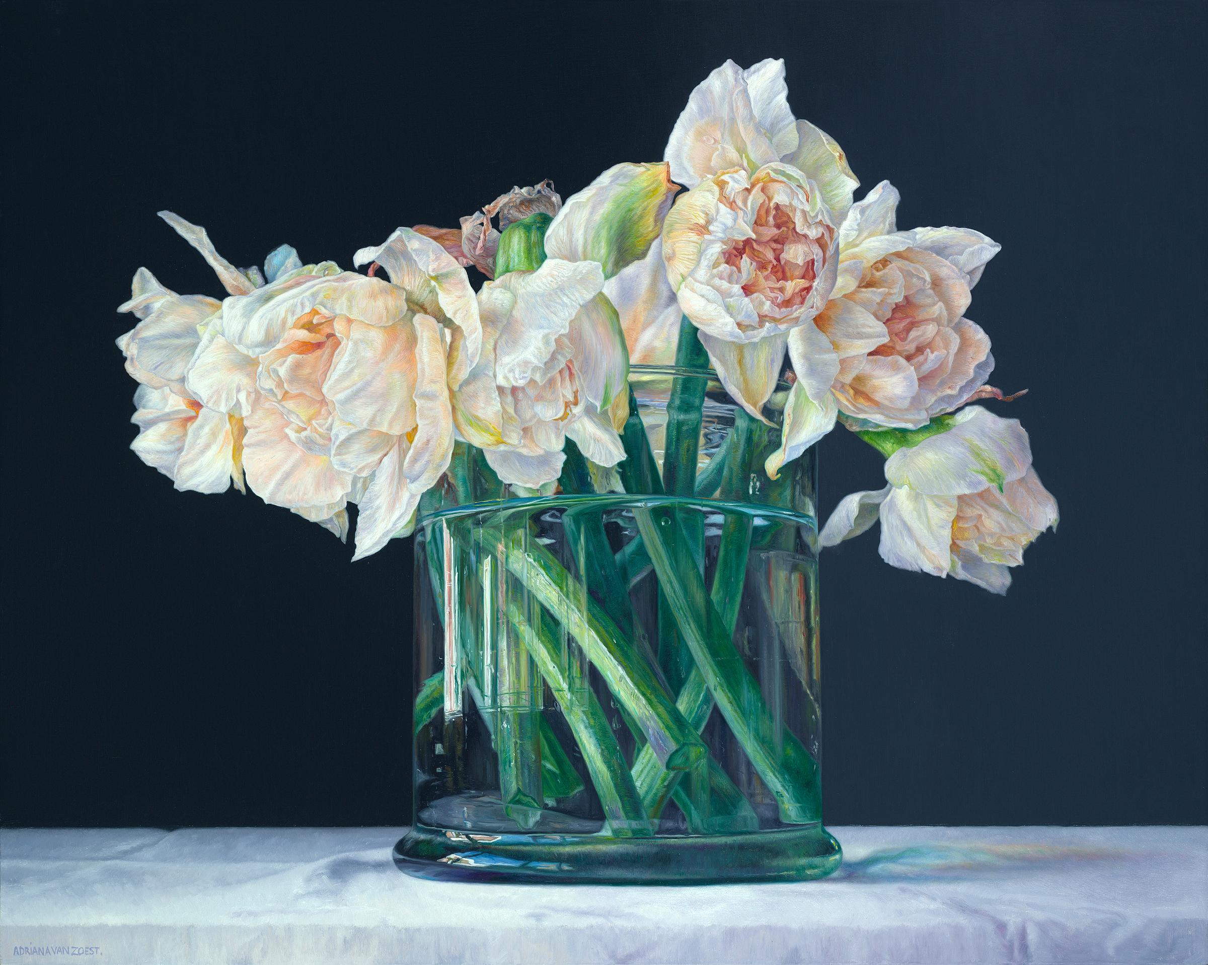 Adriana van Zoest Figurative Painting - Primavera II- 21st Century Contemporary Dutch Still-life of Flowers