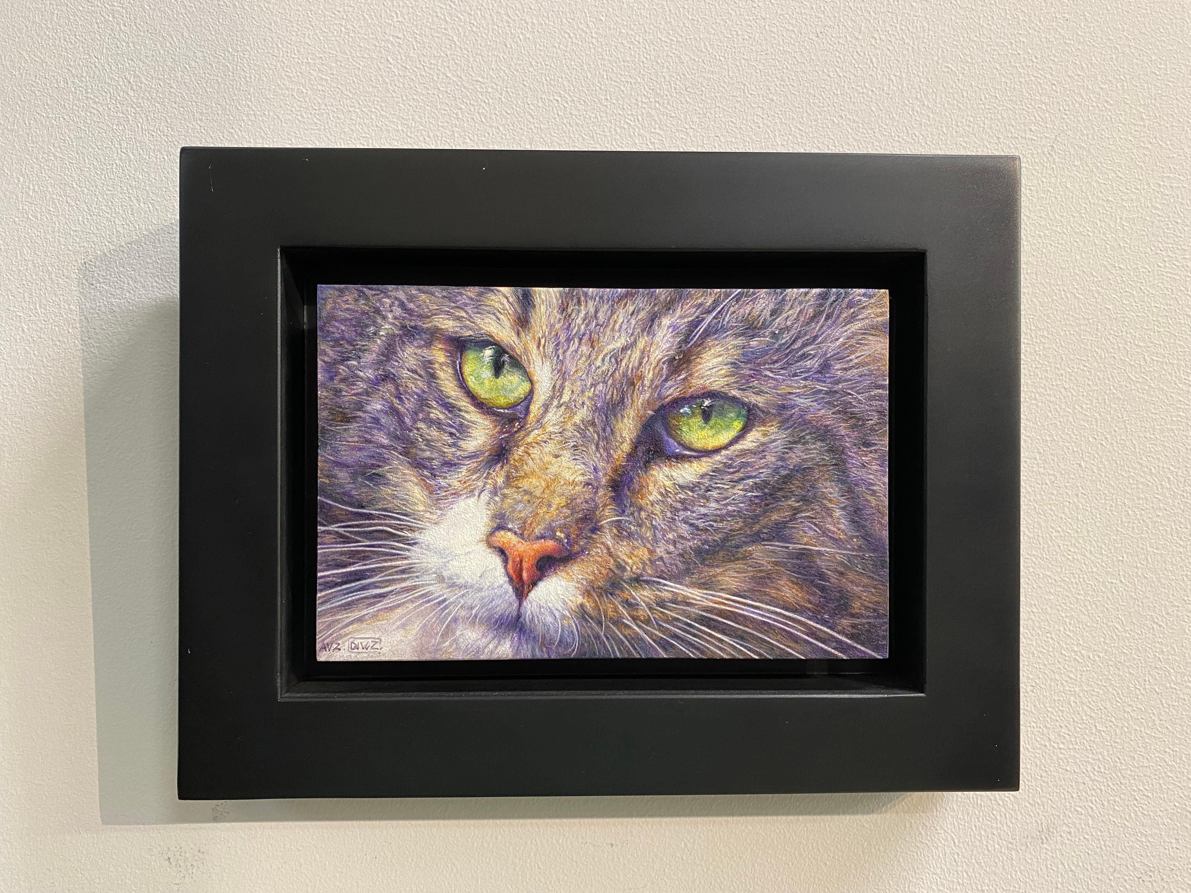 The Neighbourhood Cat- 21st Century Contemporary Animal Portrait painting  - Painting by Adriana van Zoest