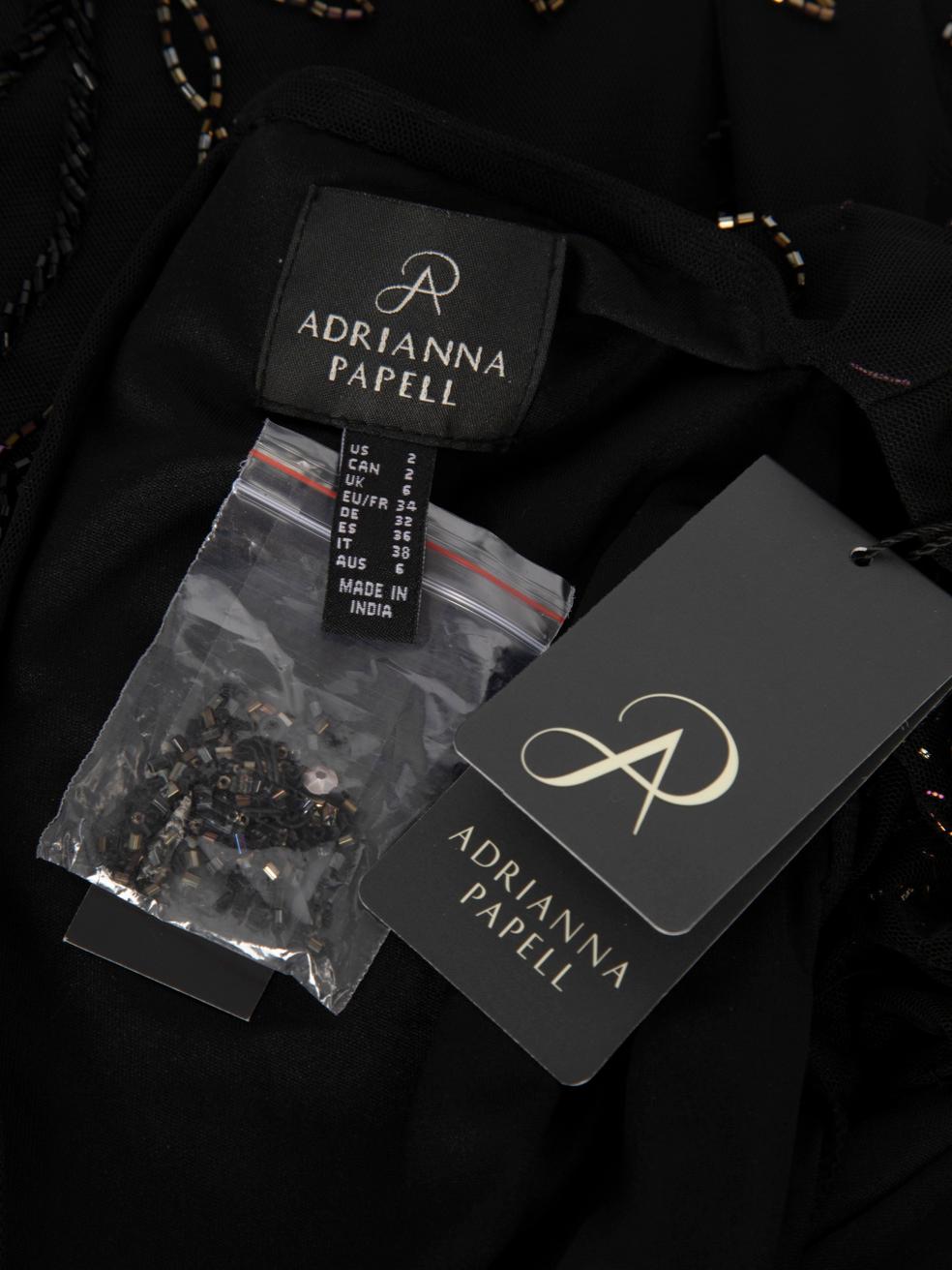 Adrianna Papell - Robe noire perlée à fleurs, taille XS Neuf - En vente à London, GB