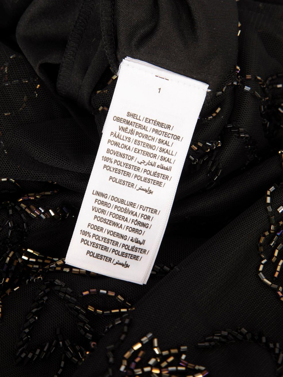 Adrianna Papell - Robe noire perlée à fleurs, taille XS Pour femmes en vente