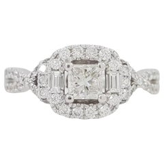 Adrianna Papell Anello di fidanzamento Princess Halo Crossover 1 ct in oro bianco 14K