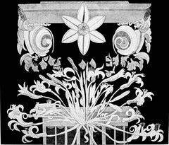 “Corinthian Capital Three”, black and white classic architectural detail print.