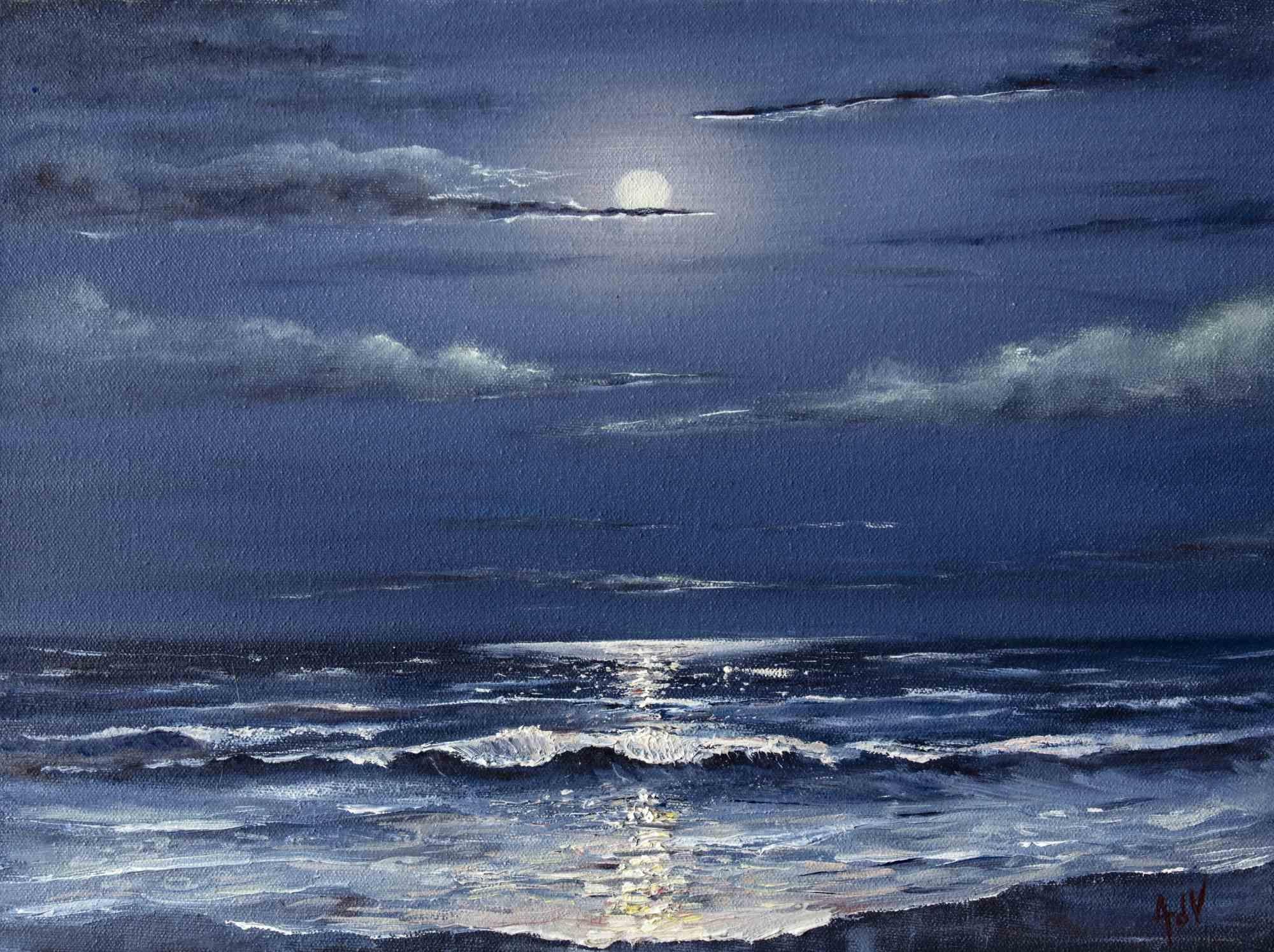 Meeresnocturne – Gemälde von Adriano Bernetti da Vila – 2018