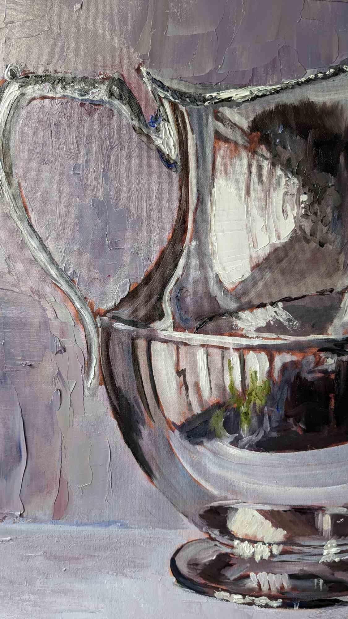 Teekanne – Ölfarbe von Adriano Bernetti Da Vila – 2024 – Painting von Adriano Bernetti da Vila