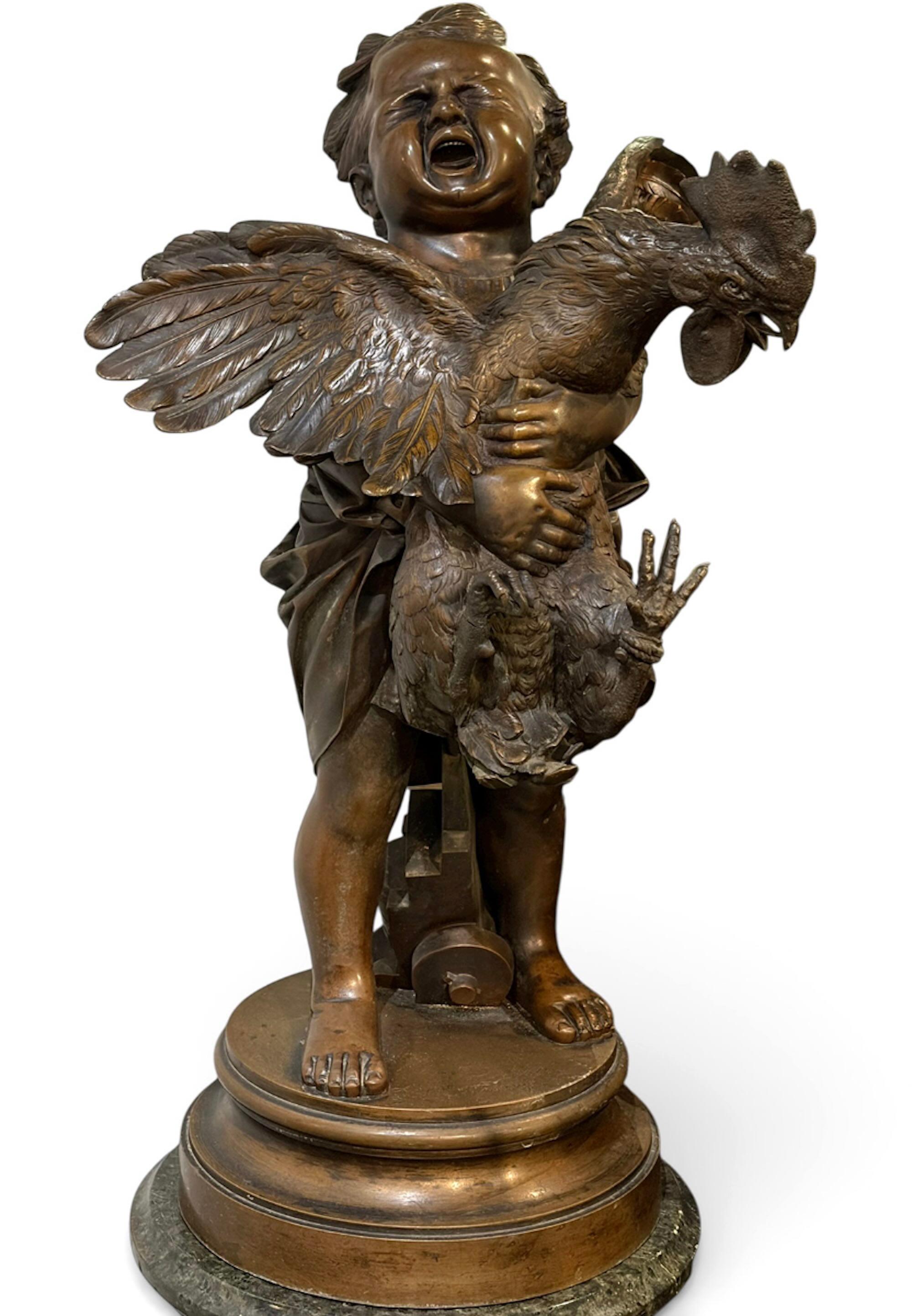 niño con un gallo.