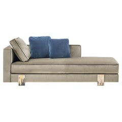 Adriano Chaise Longue in Lario Velvet, Matte Horn & Burnished Metal by Arcahorn