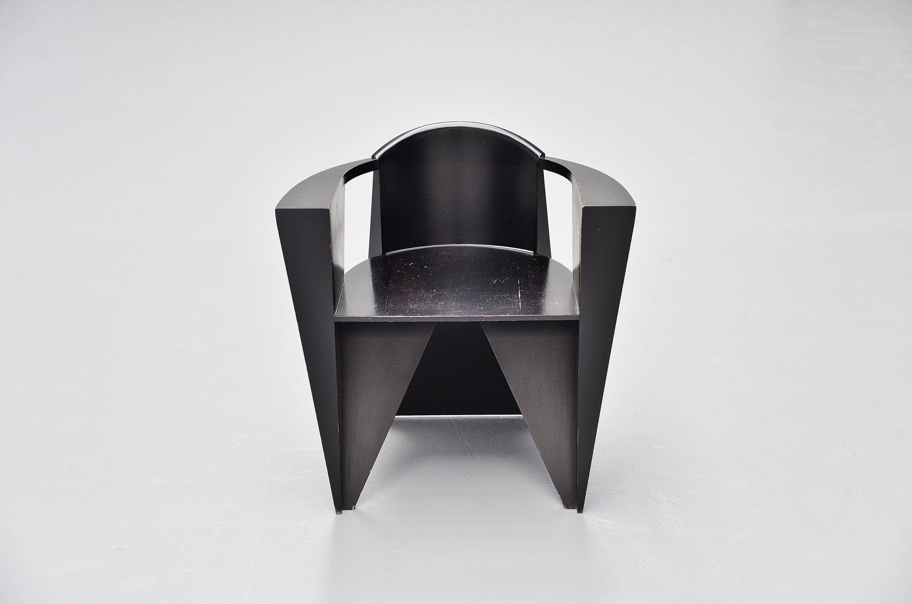 Italian Adriano e Paolo Suman Giorgetti Constructivist Armchair, 1984