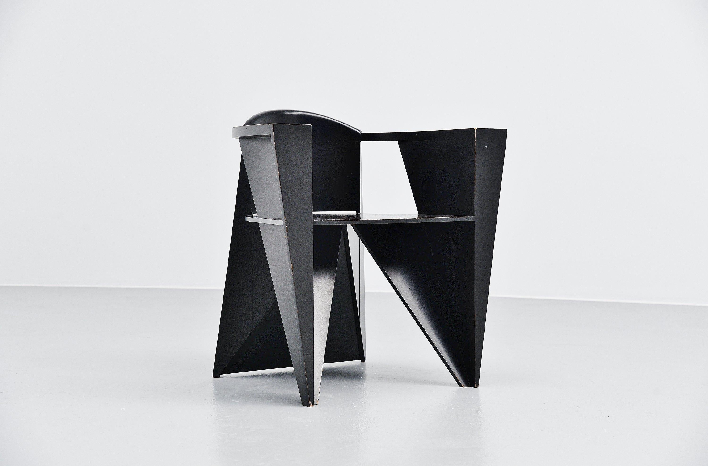 Cold-Painted Adriano e Paolo Suman Giorgetti Constructivist Armchair, 1984
