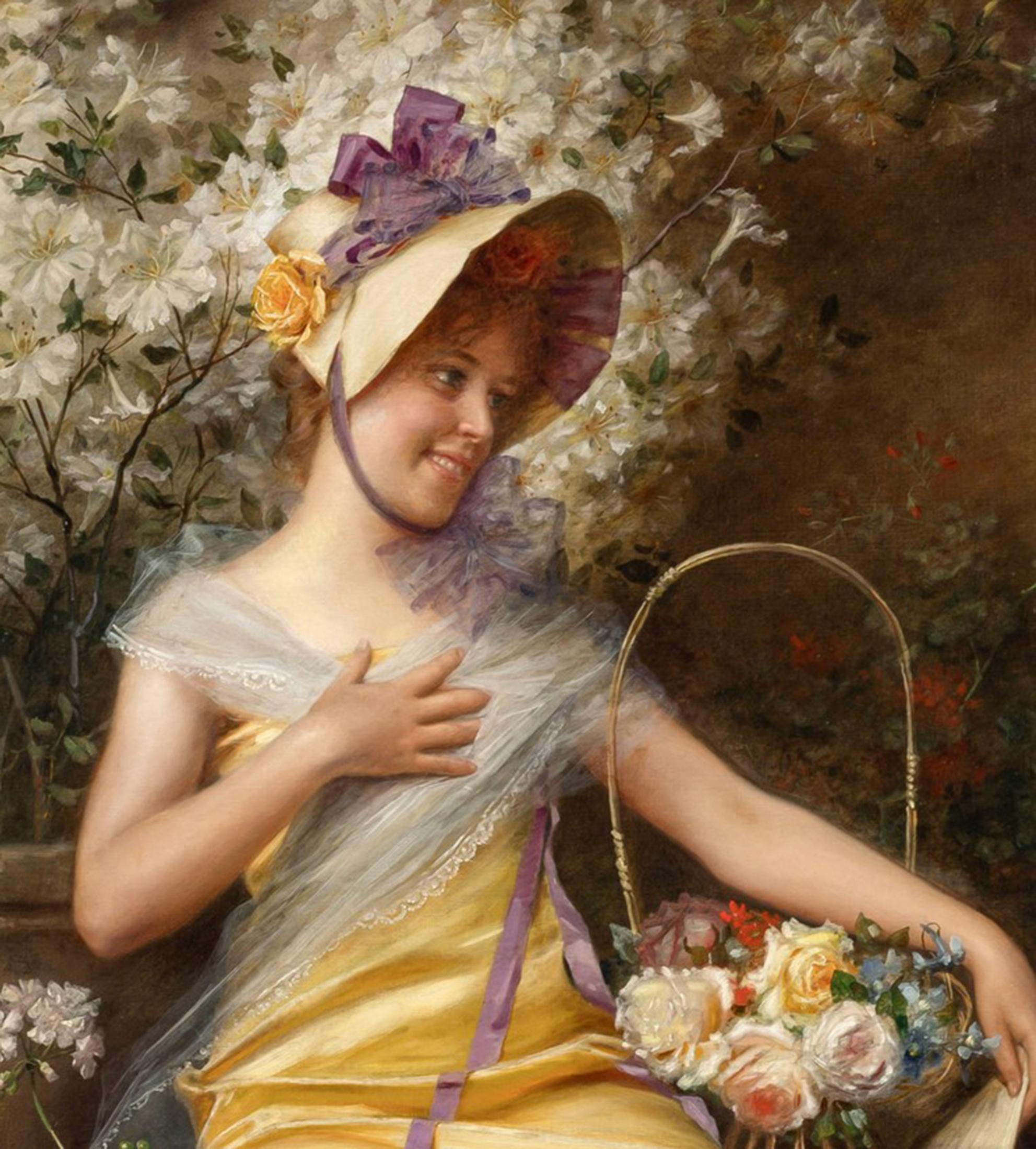 Adriano Goby Oil Portrait of a Romantic Lady in vendita 3