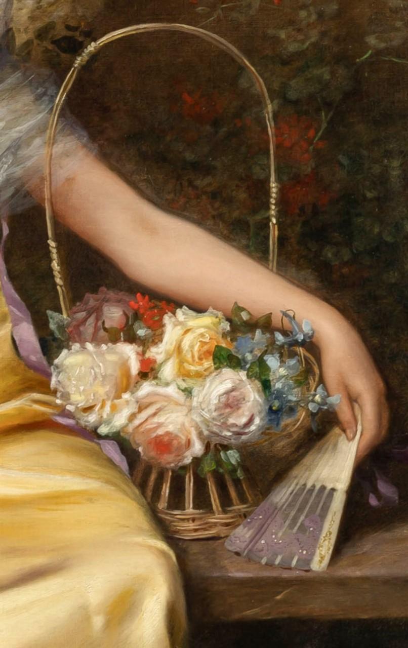 Adriano Goby Oil Portrait of a Romantic Lady in vendita 4